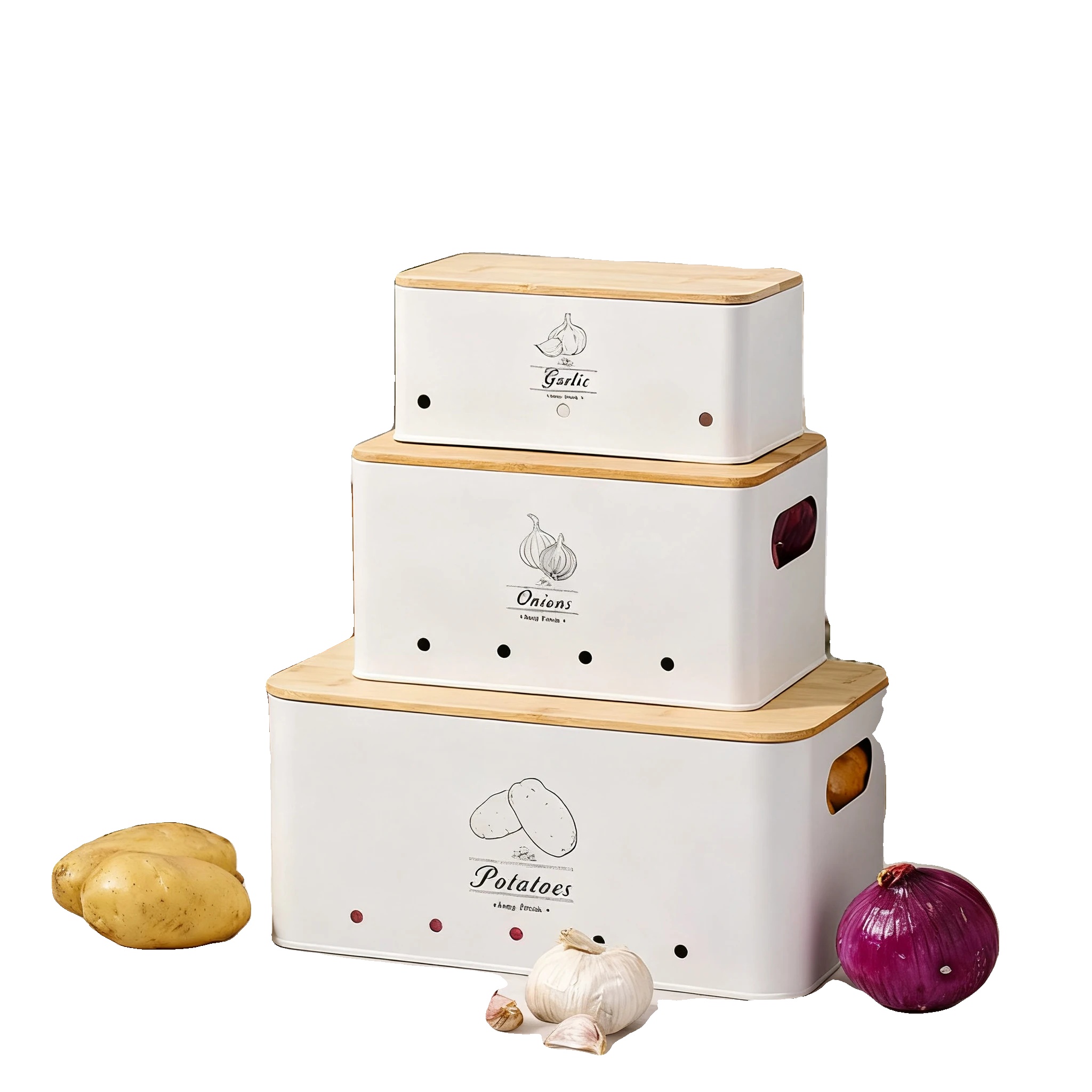 Gemüseaufbewahrungsboxen, Luftzirkulation, Mehrzweckdesign, Weißer Kasten, 3-stufig