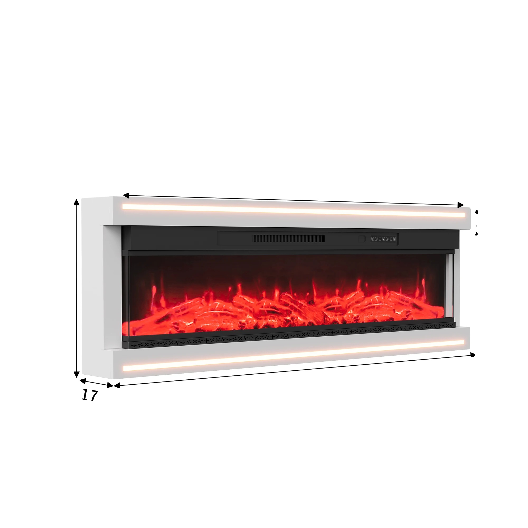 Elektrischer Kamin, Wandmontage-design, Einstellbare Heizstufen, Weiß-60 -zoll