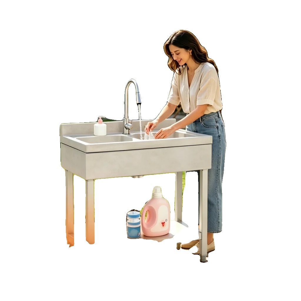 Utility Sink, 35 Zoll, Edelstahl, Freistehend, Einzelschüssel, Verstellbare Füße