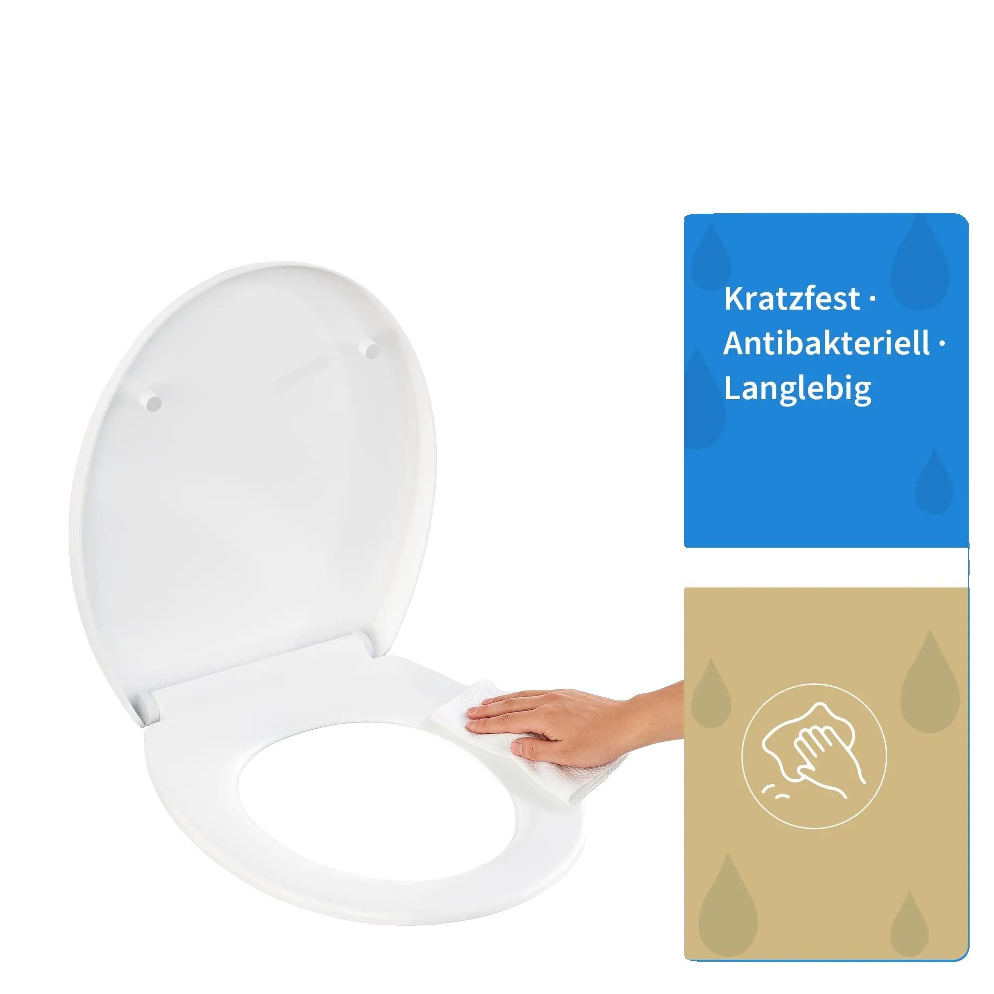 Toilettendeckel, Sanftes Schließen, Schnellverschlussfunktion, Weiss