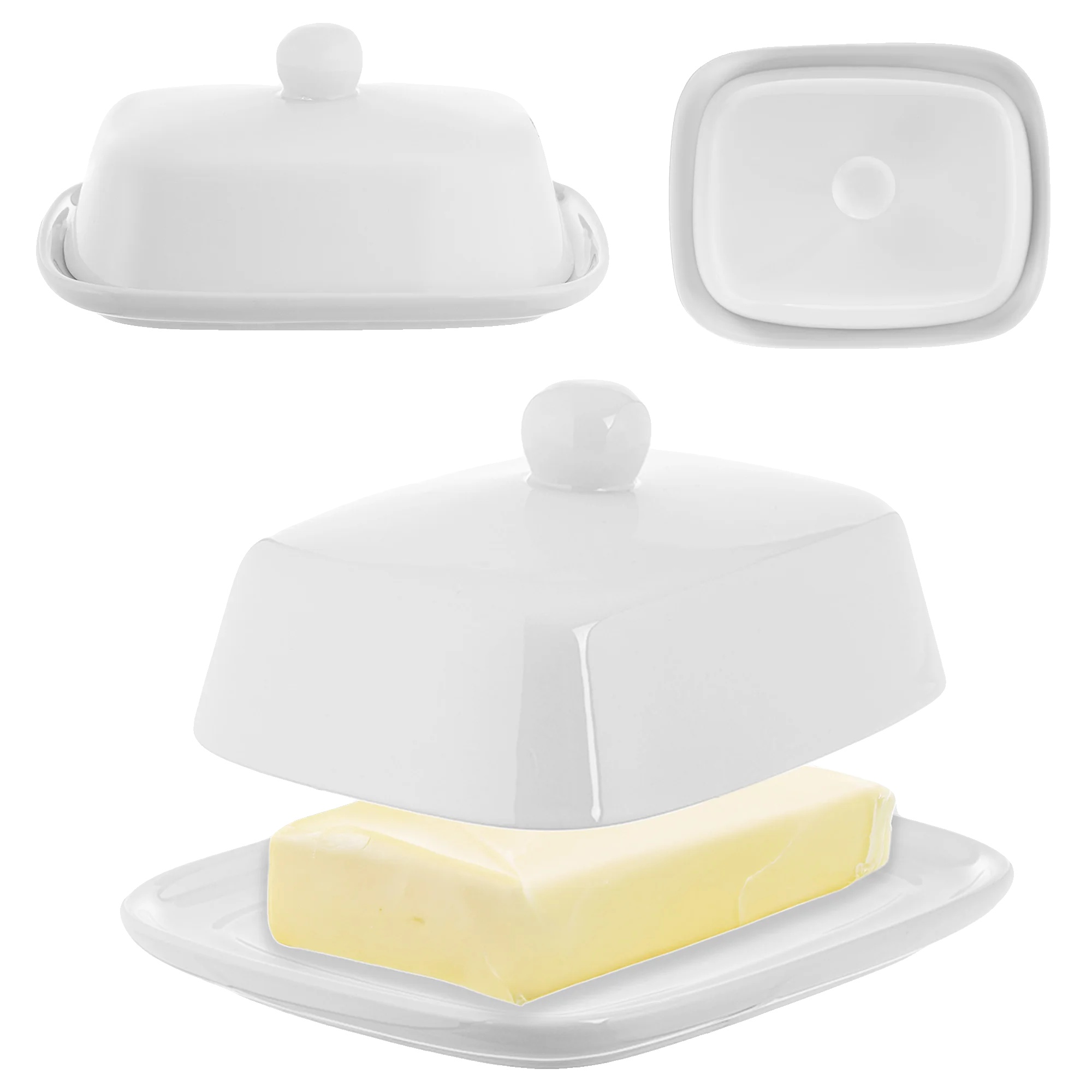 Butterdose, Porzellanmaterial, Elegantes Design, Weiss