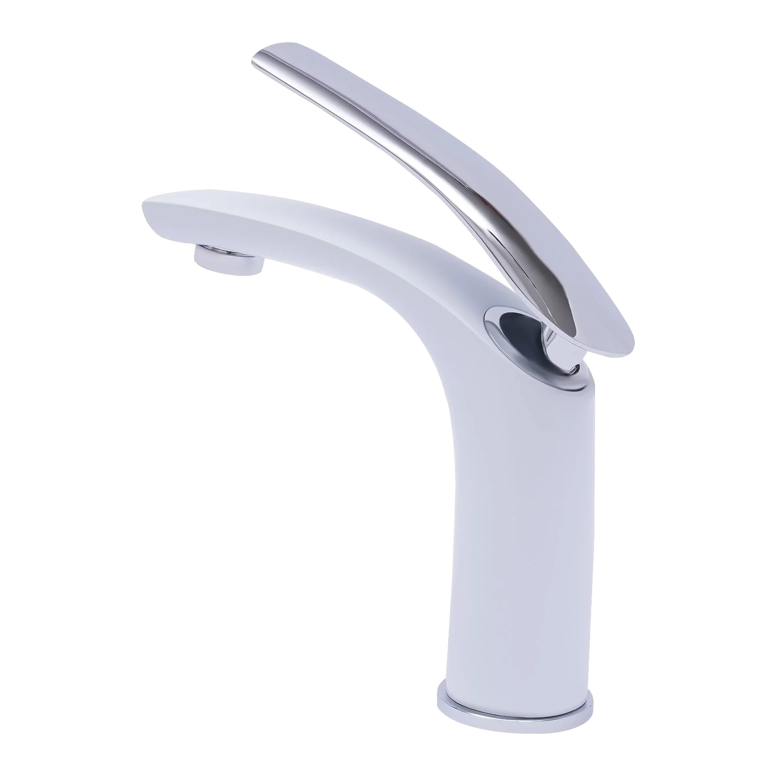 Waschtischarmatur, Deckenmontiert, Ergonomischer Griff, Weiss