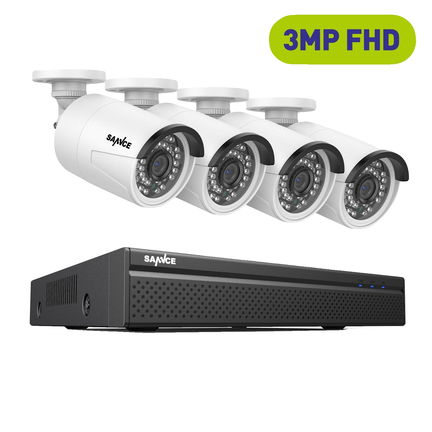 Cctv-sicherheitsystem, 3mp Auflösung, Einfache Poe-einrichtung, 4stück 0tb
