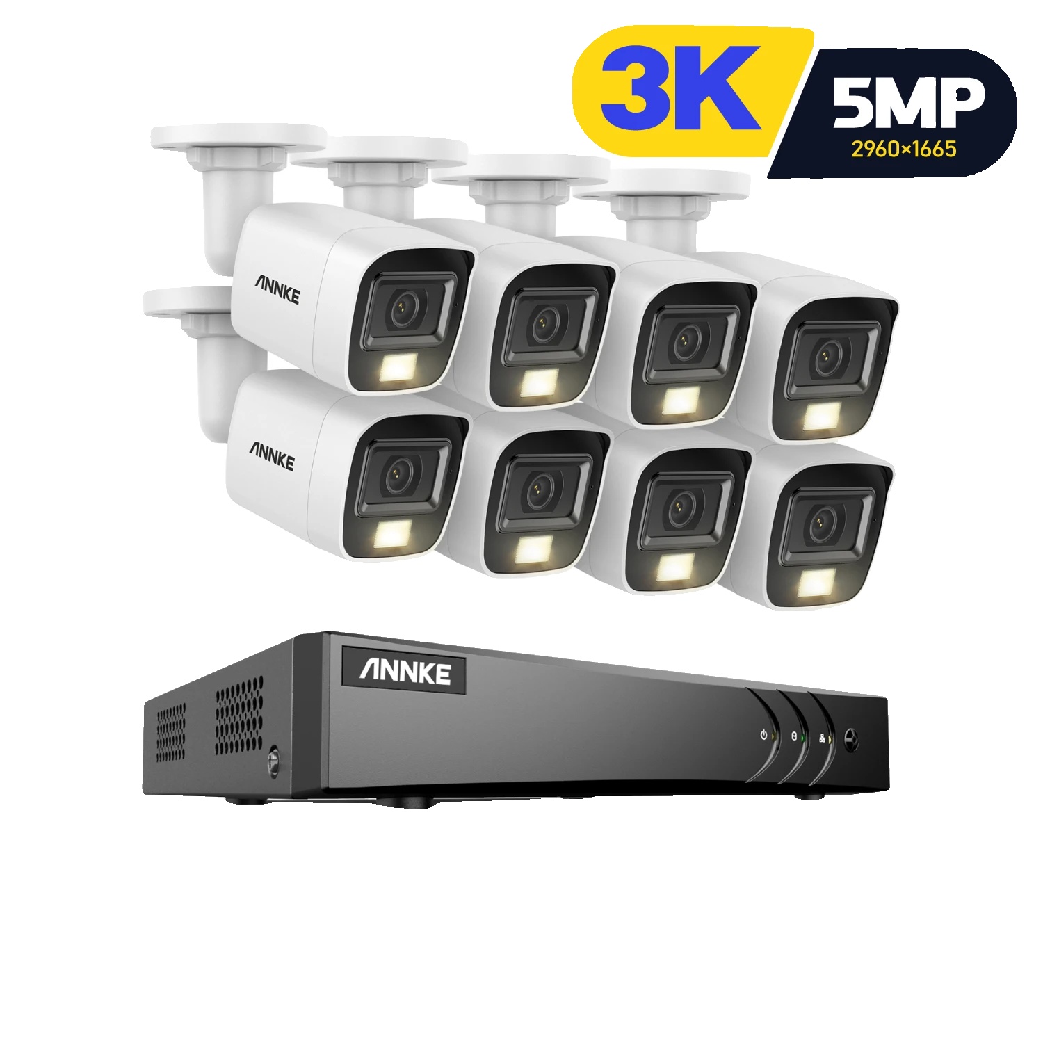 Sicherheitskamerasystem, 5 Mp Auflösung, Intelligente Nachtsicht, Weiß 8ch 8pcs, Keine-b