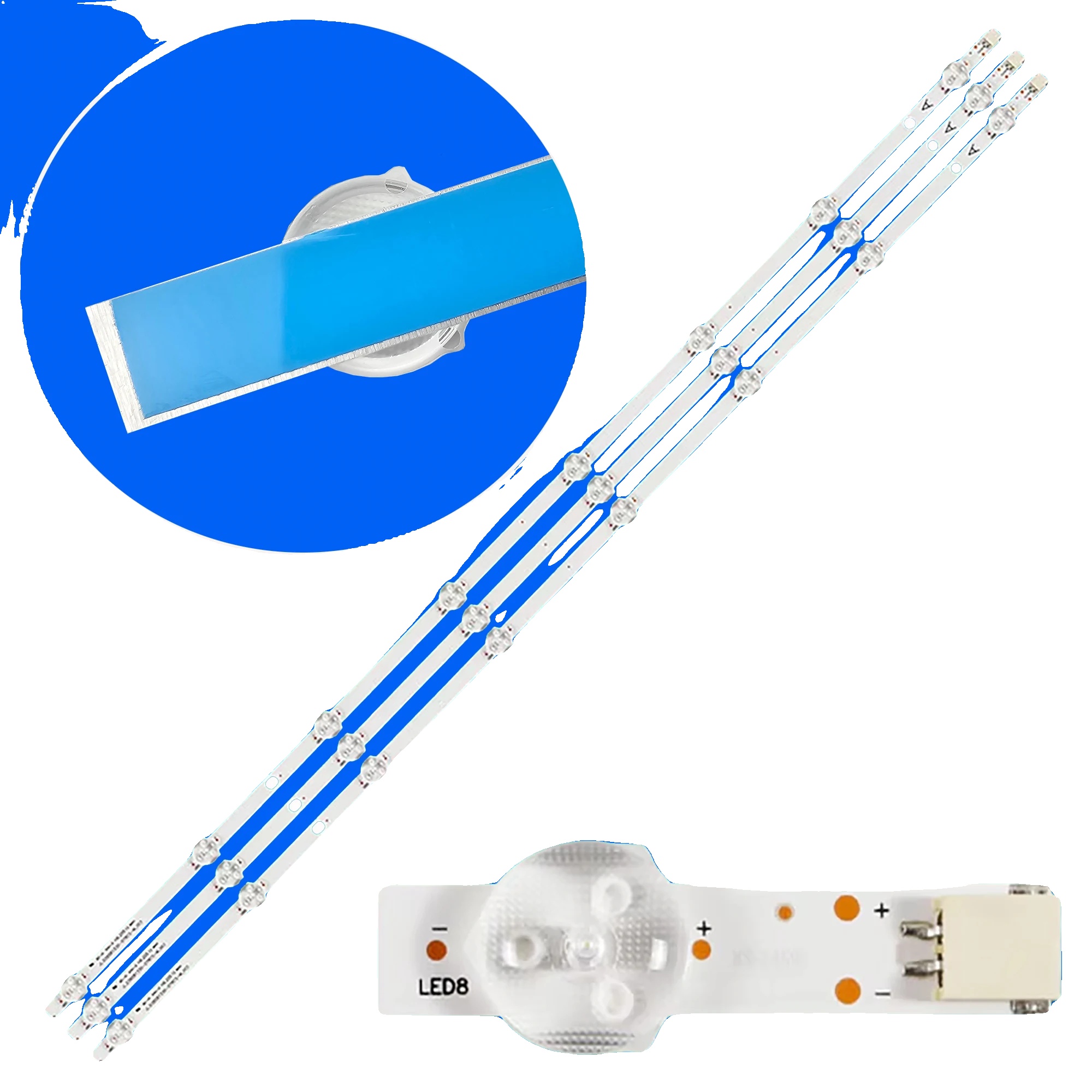 Led-hintergrundbeleuchtungsstreifen, Länge 762mm, 8 Leds Pro Streifen, Spannung 3v, Ce-zertifiziert, Kompatibel Mit Verschiedenen Tv-modellen