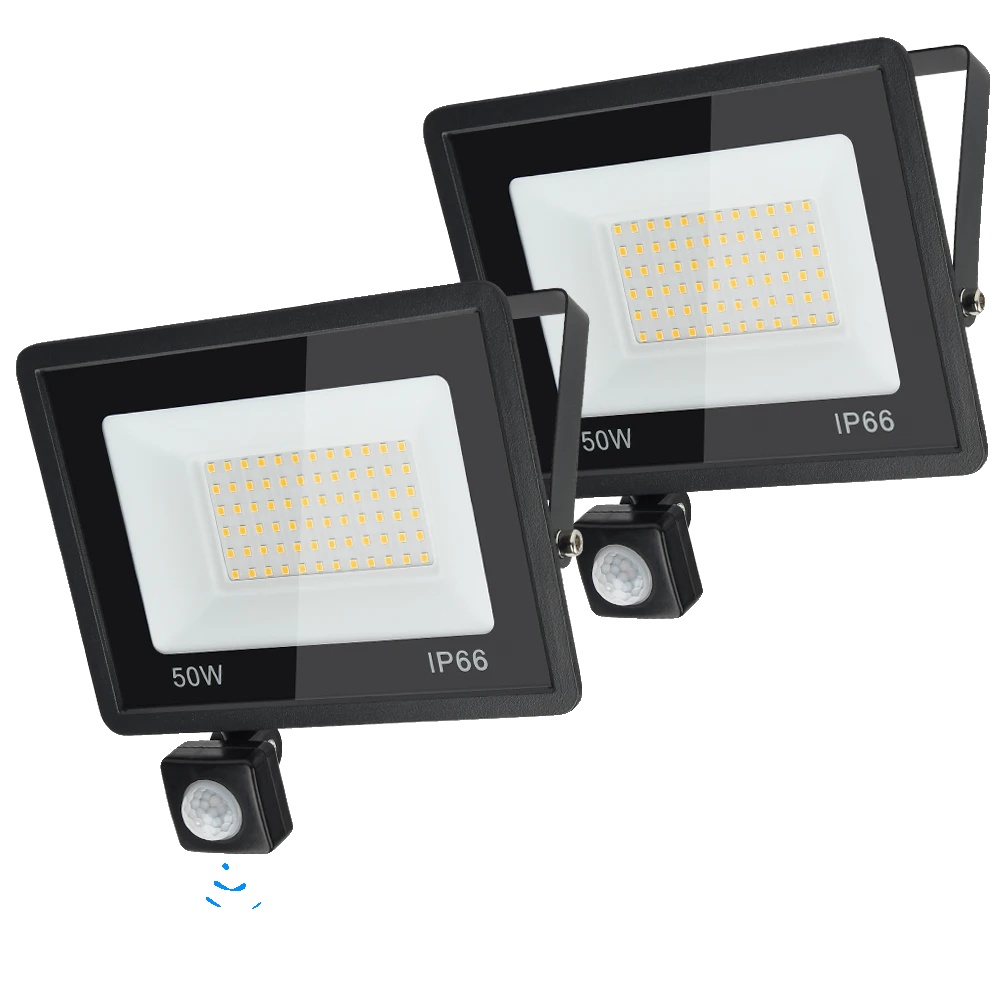 Flutlicht, Bewegungsmelder, Wasserdicht, 2ps-a, Kühles Weiß(5500-7000k), 50 W-a