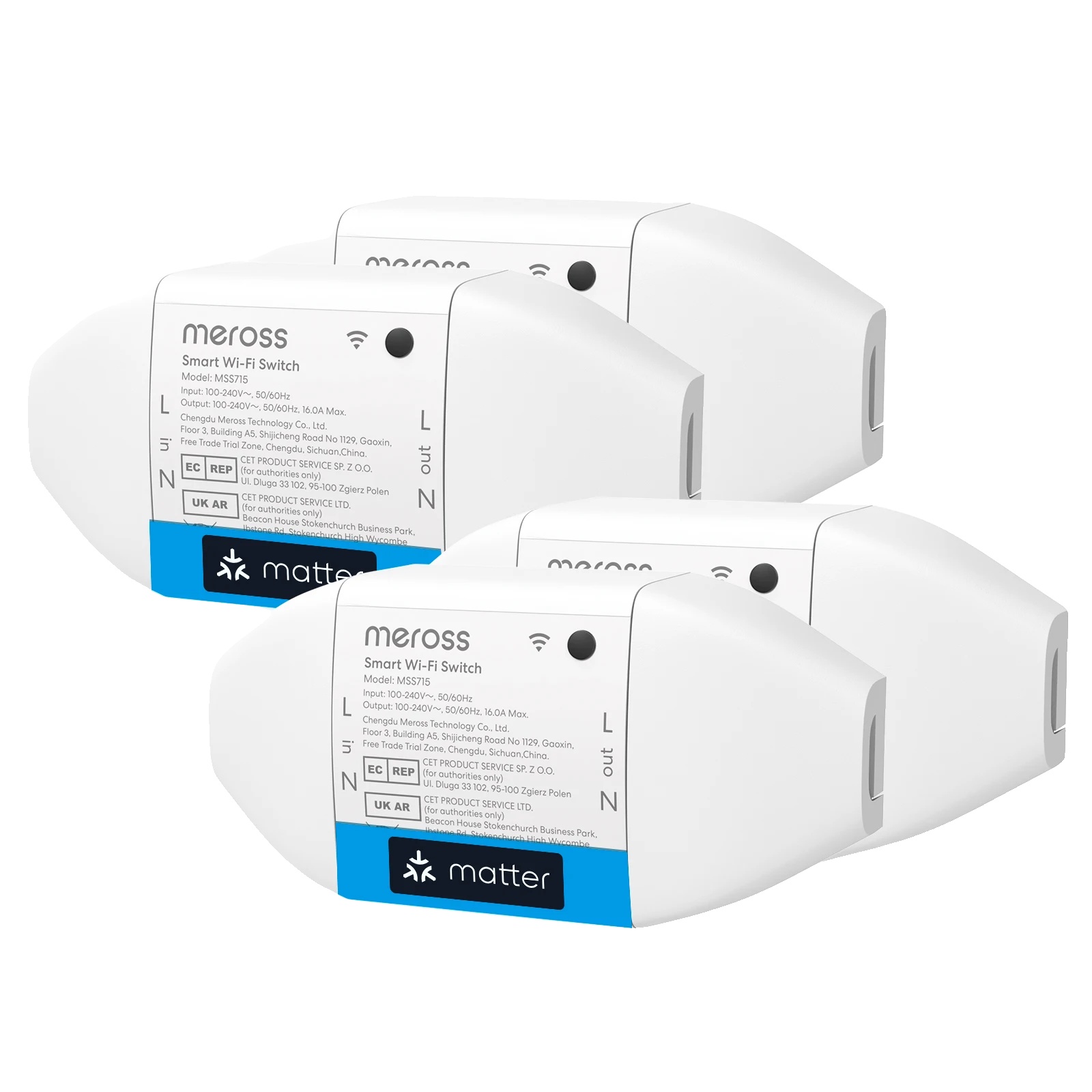 Smart Switch, Fernbedienung, Energieüberwachung, 4 Pack
