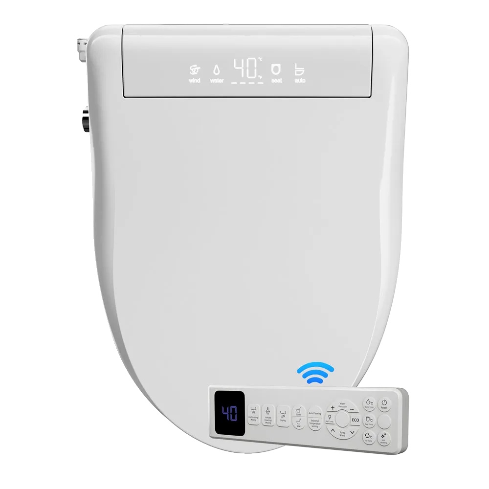 Intelligente Toilettensitz-bidet, Beheizter Sitz, Dualsteuerung, Weiße V-form, 220v-230v-a, Verlängert-a, Eu-stecker-a