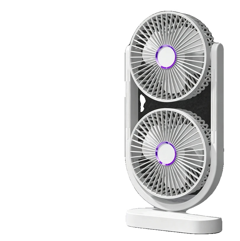 Schreibtischventilator, Doppelkopf, Usb Wiederaufladbar, Weiss