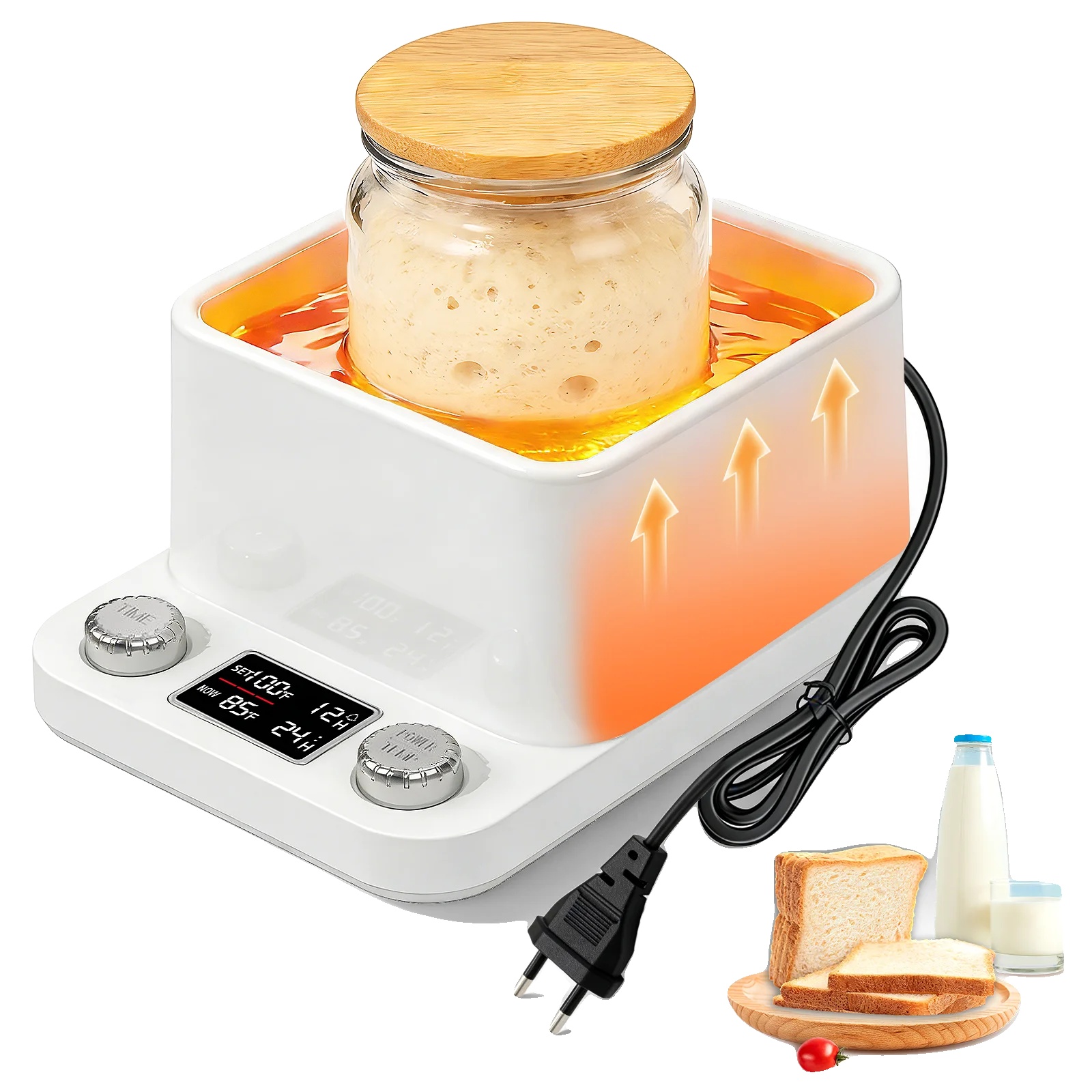 Sauerteigstarter-wärmer, Programmierbarer Timer, Einstellbares Thermostat, Weiss