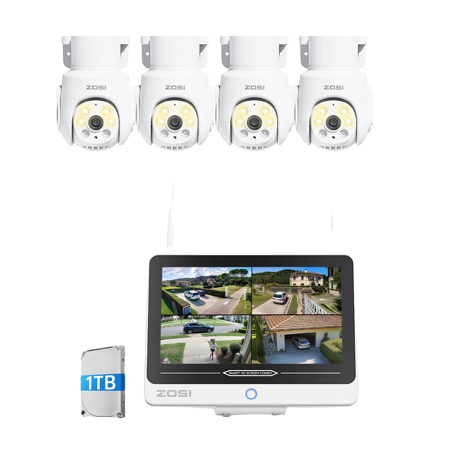 Sicherheitskamerasystem, 5mp Auflösung, Zwei-wege-audio, 5mp 4 Kameras 1tb