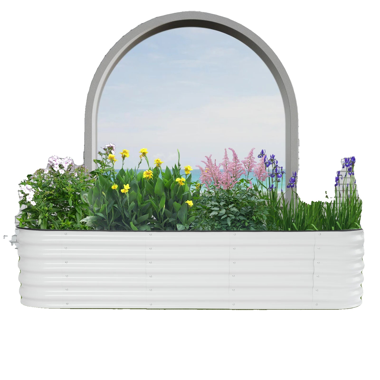 Hochbeet, 43 Cm Hoch, Modulares Design, Rostfreies Metall, Unterstützt Verschiedene Pflanzen, Ästhetisches Gewelltes Aussehen