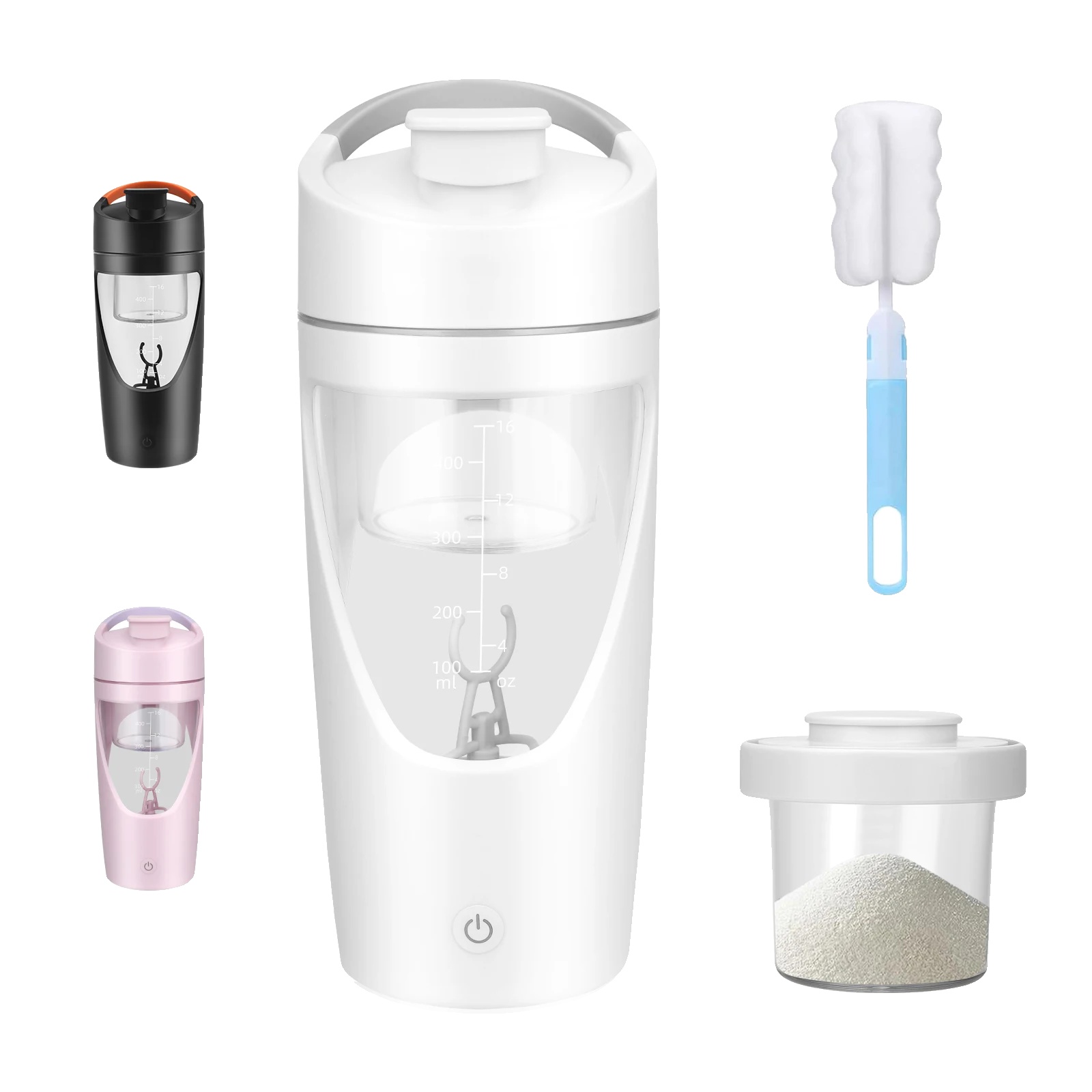 Elektrische Shaker-flasche, Usb-c Wiederaufladbar, Tragbarer Proteinmixer, Weiss