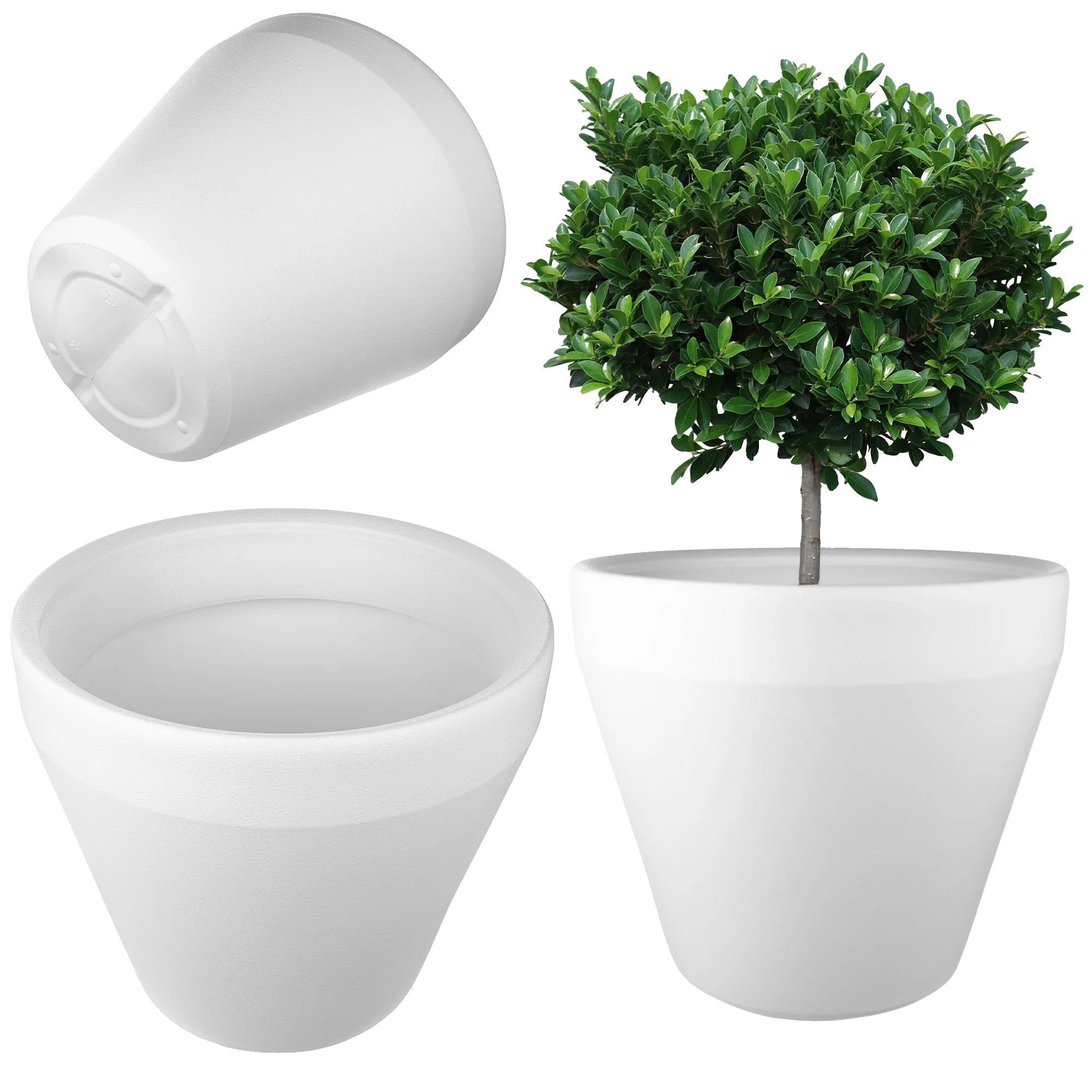 Blumentopf, Langlebiger Kunststoff, Modernes Design, Weiss, Klein-a