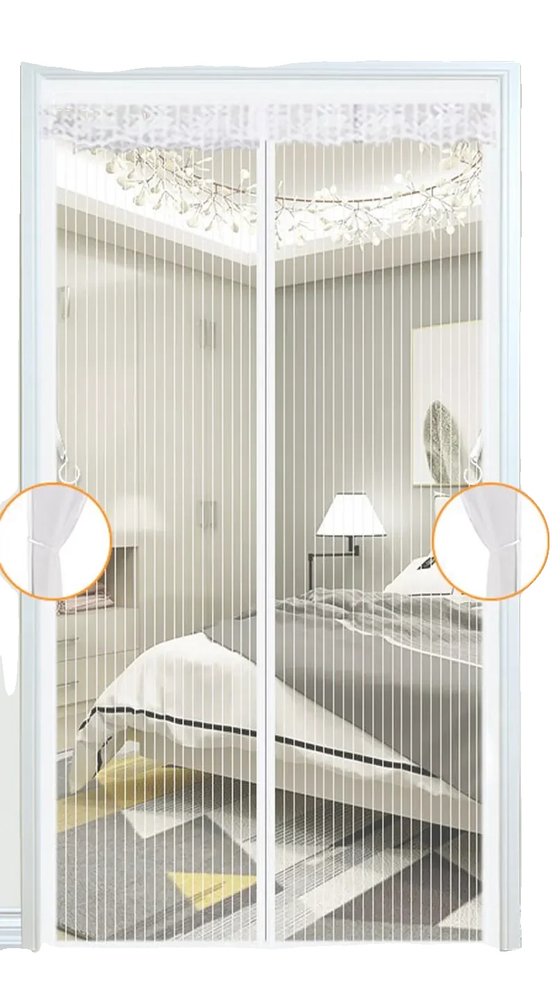 Magnetische Fliegengittertür, Langlebiges Design, Hands-free-betrieb, Weiß 90 X 210cm