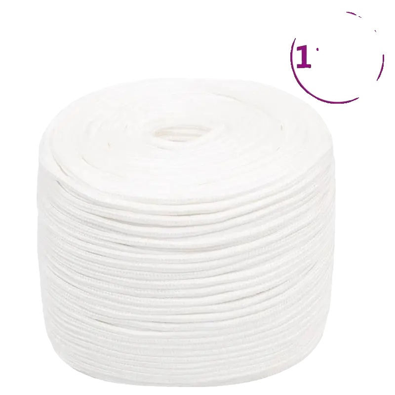 Seil, Geflochtenes Polyester, Langlebig, 100 M Länge, Weiss