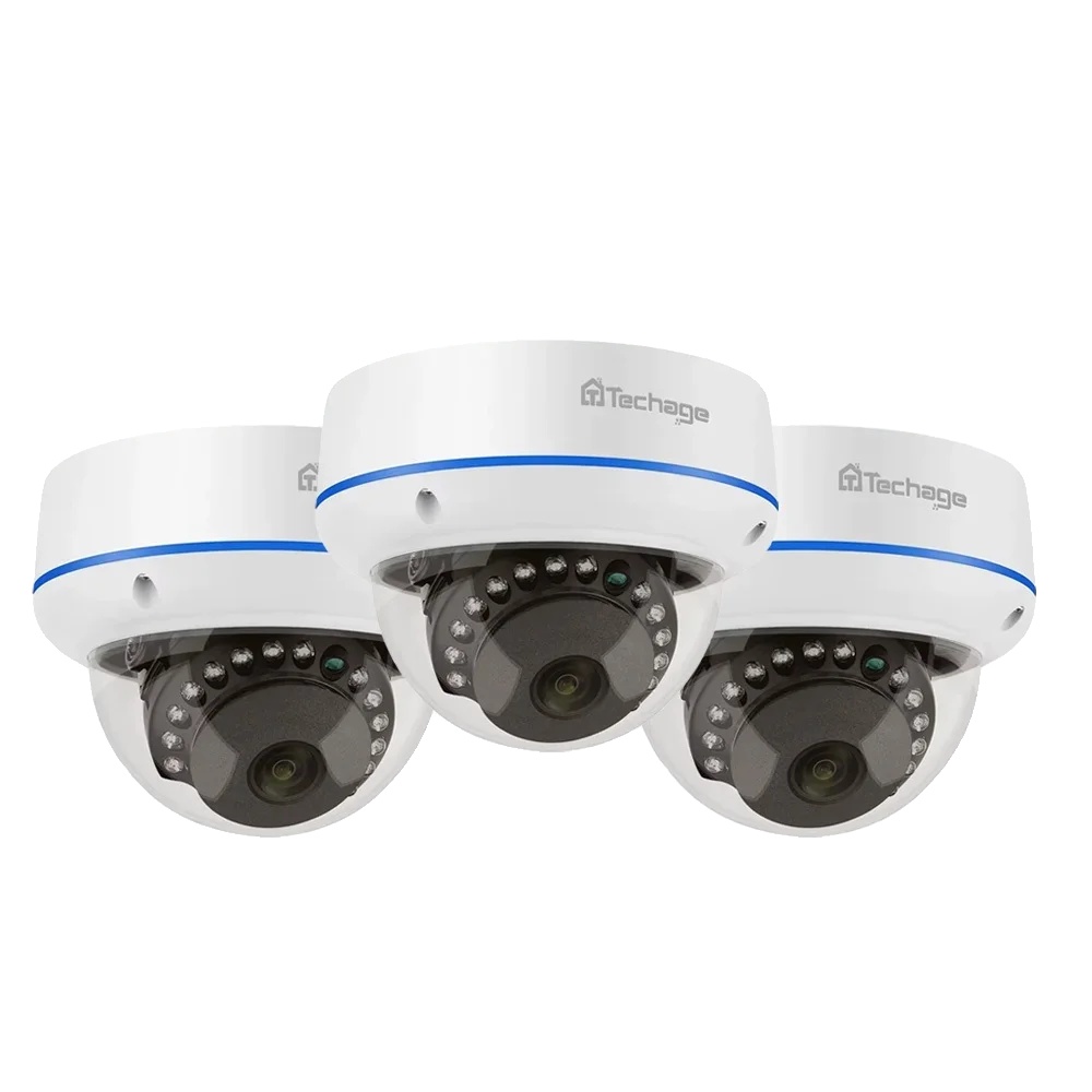 Techage Überwachungskameras, 4mp & 5mp Auflösung, Dome-design, 3pcs 5mp Kamera