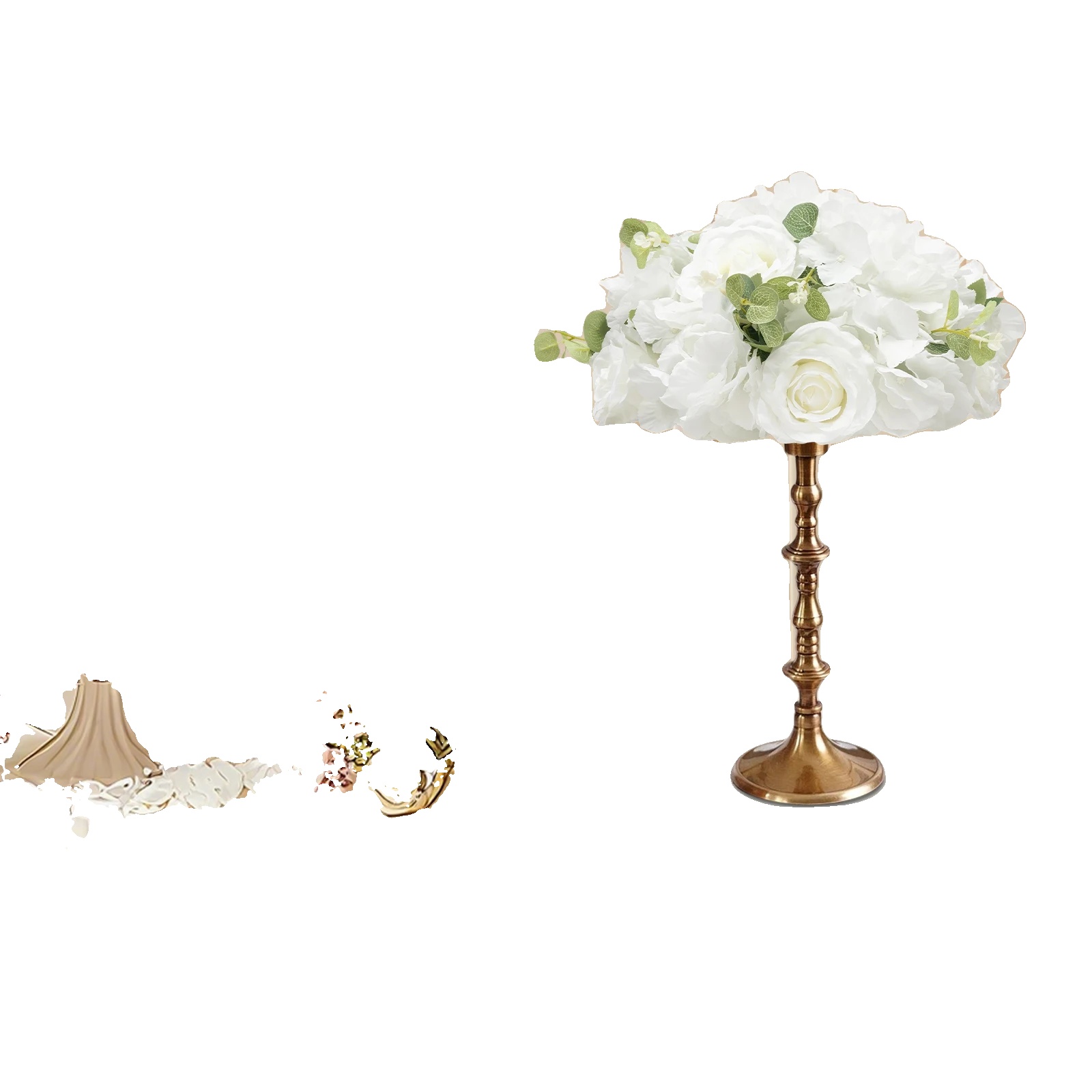 Künstliche Blumenbälle, Vliesstoff, Abmessungen 34x19cm, 20cm Basisdurchmesser, Set Von 6, Weiße Hortensie Und Rose