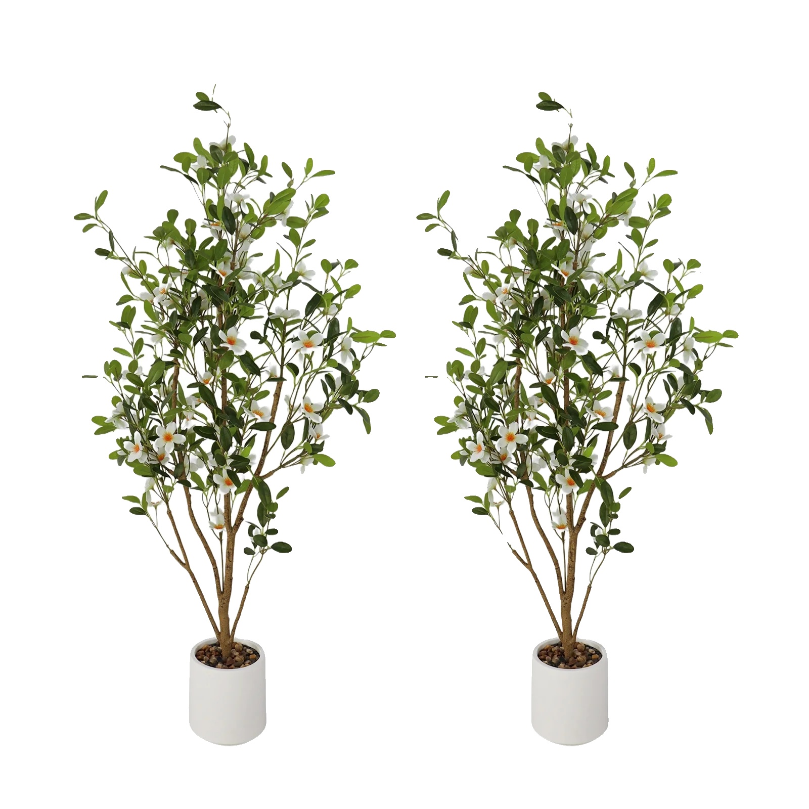 Künstlicher Baum, Lebensechtes Design, Wartungsfrei, Weiße Blume, 120 Cm