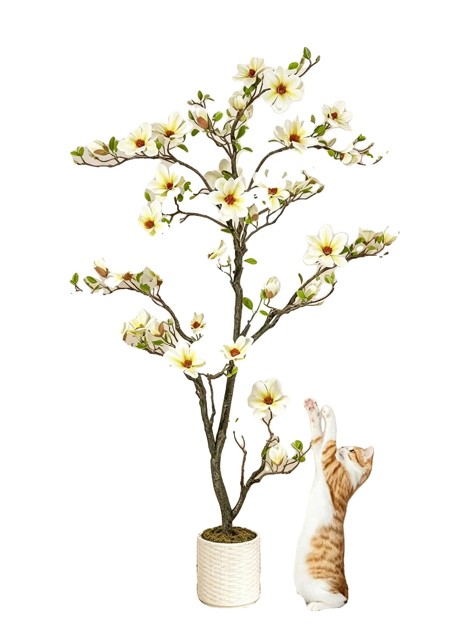Künstlicher Magnolienbaum, Höhe: 1,20 M, Entfaltet Größe: 120 × 85 × 85 Cm, Gewicht: 5,18 Kg, Material: Pe, Für Den Innenbereich