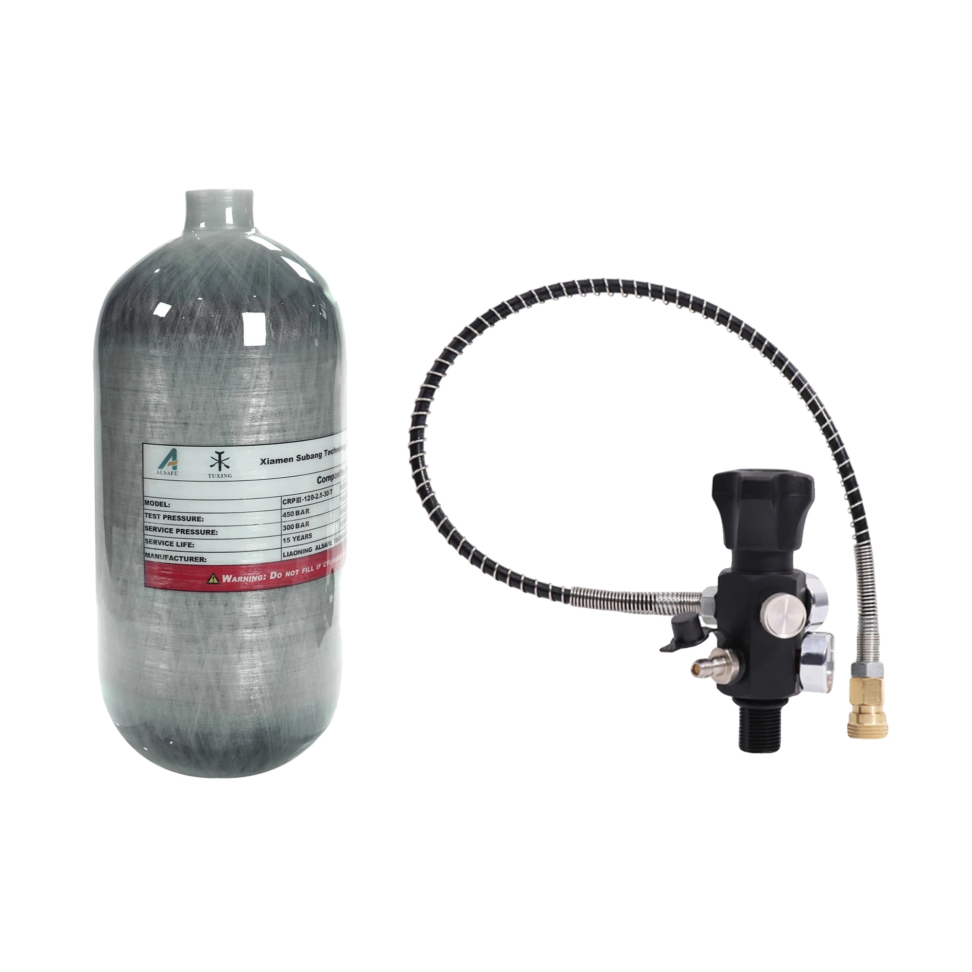 Hochdrucklufttank, 2,5l Kapazität, Kohlefaser-konstruktion, 2.5l-weiß