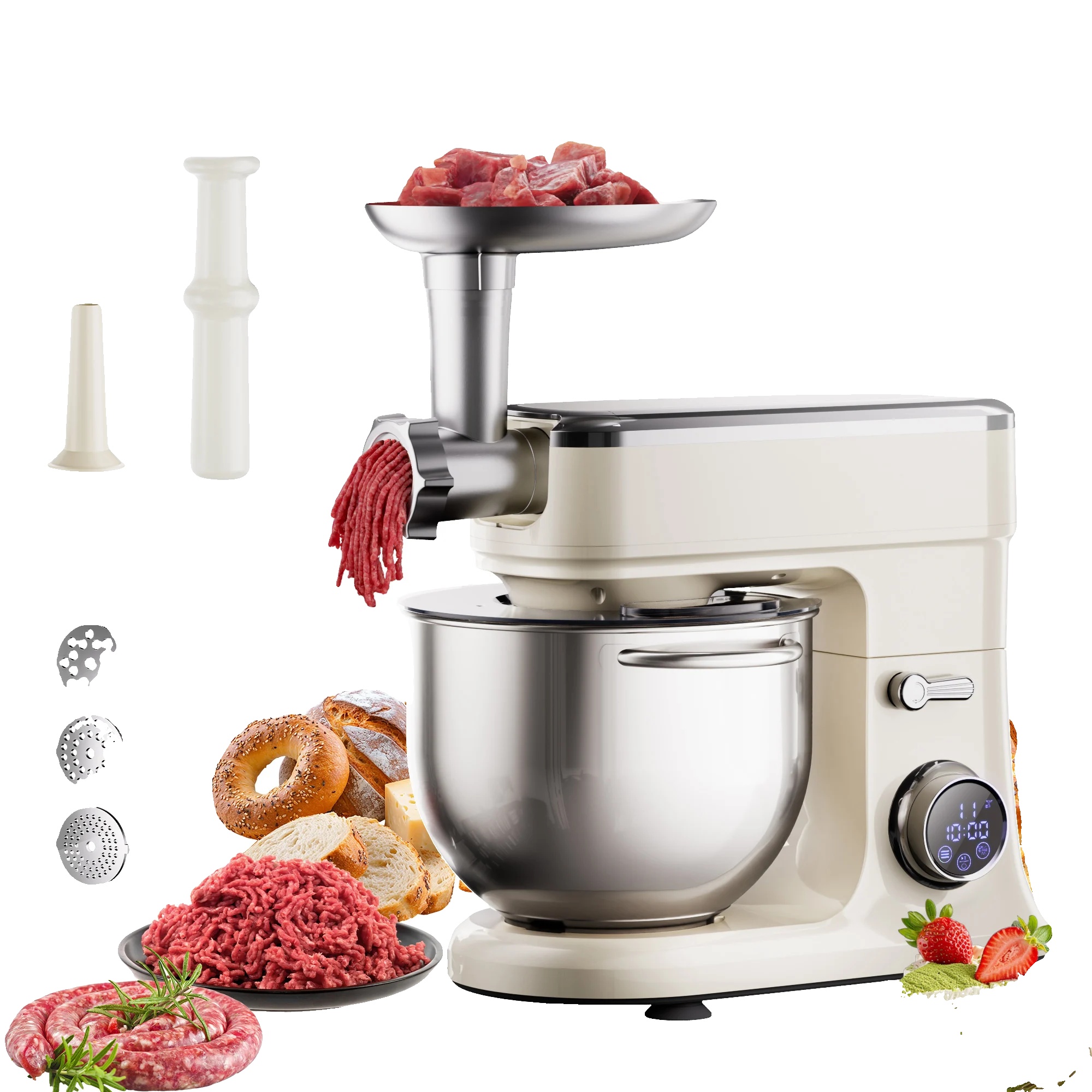 Küchenmixer, 1200w Motor, 11 Geschwindigkeitsstufen, Mit Anhängen, Eu