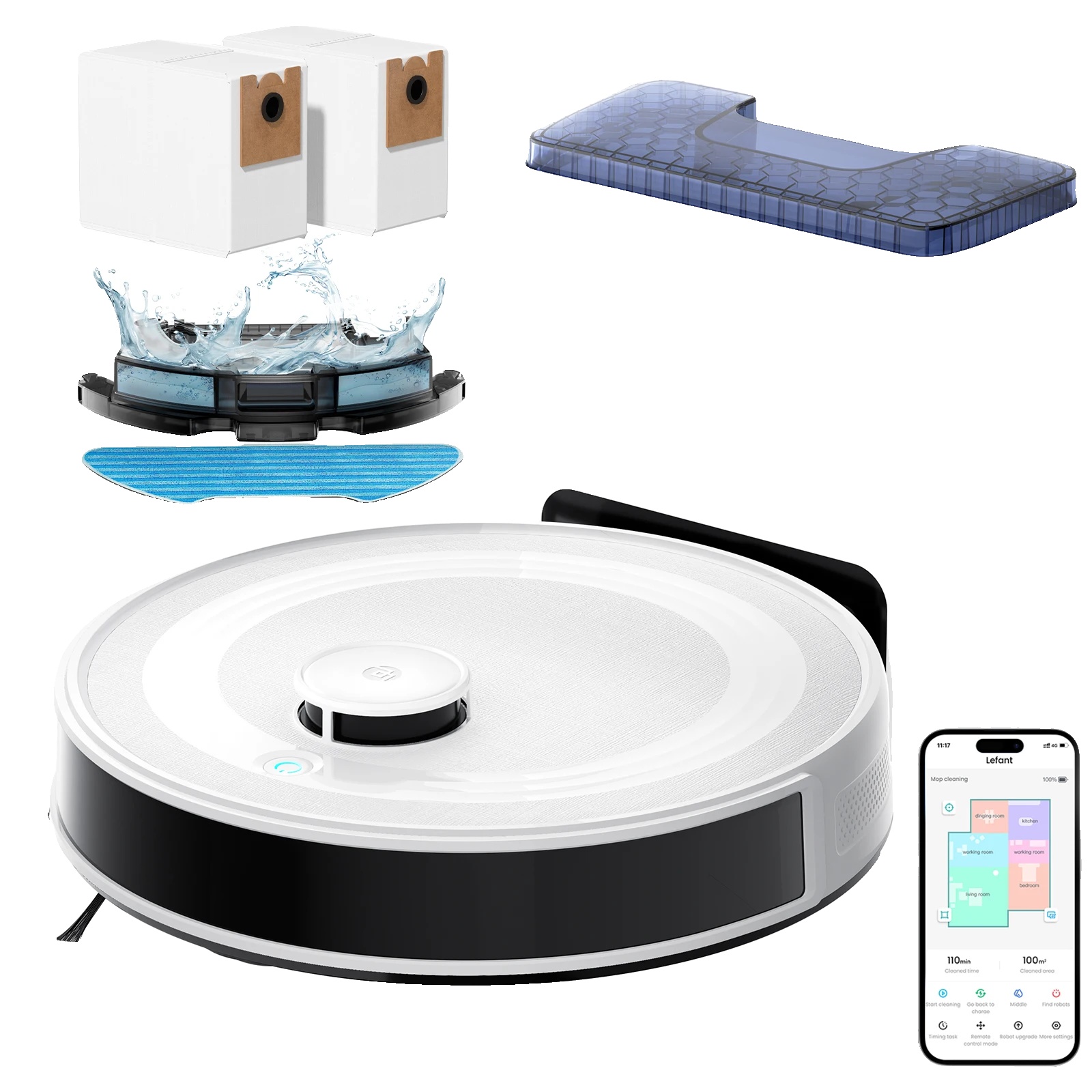 Robotersauger, 6000 Pa Saugkraft, Intelligente Navigation, M2l Plus
