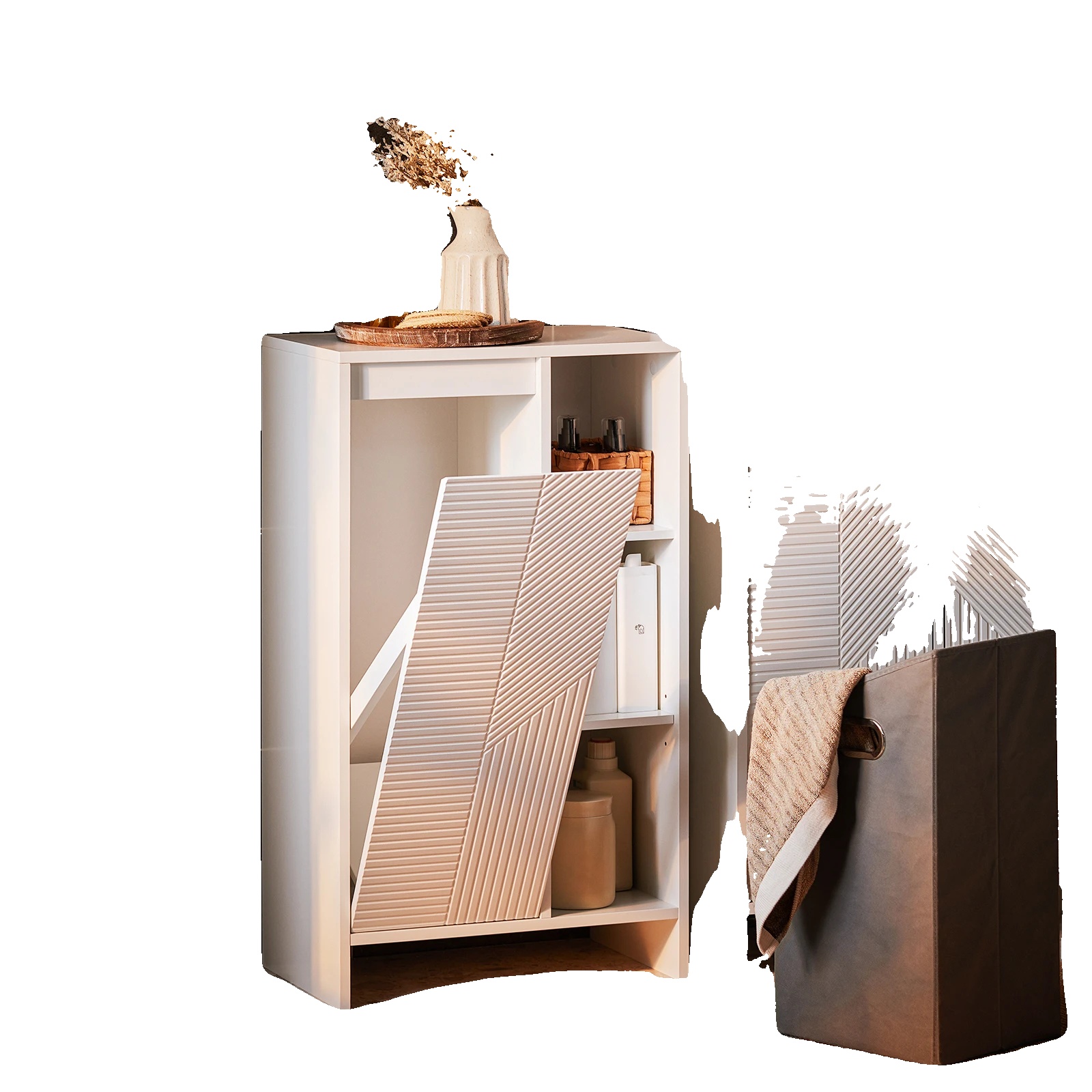 Kleiderschrank, Platzsparendes Design, Verstellbares Regal, Weiss