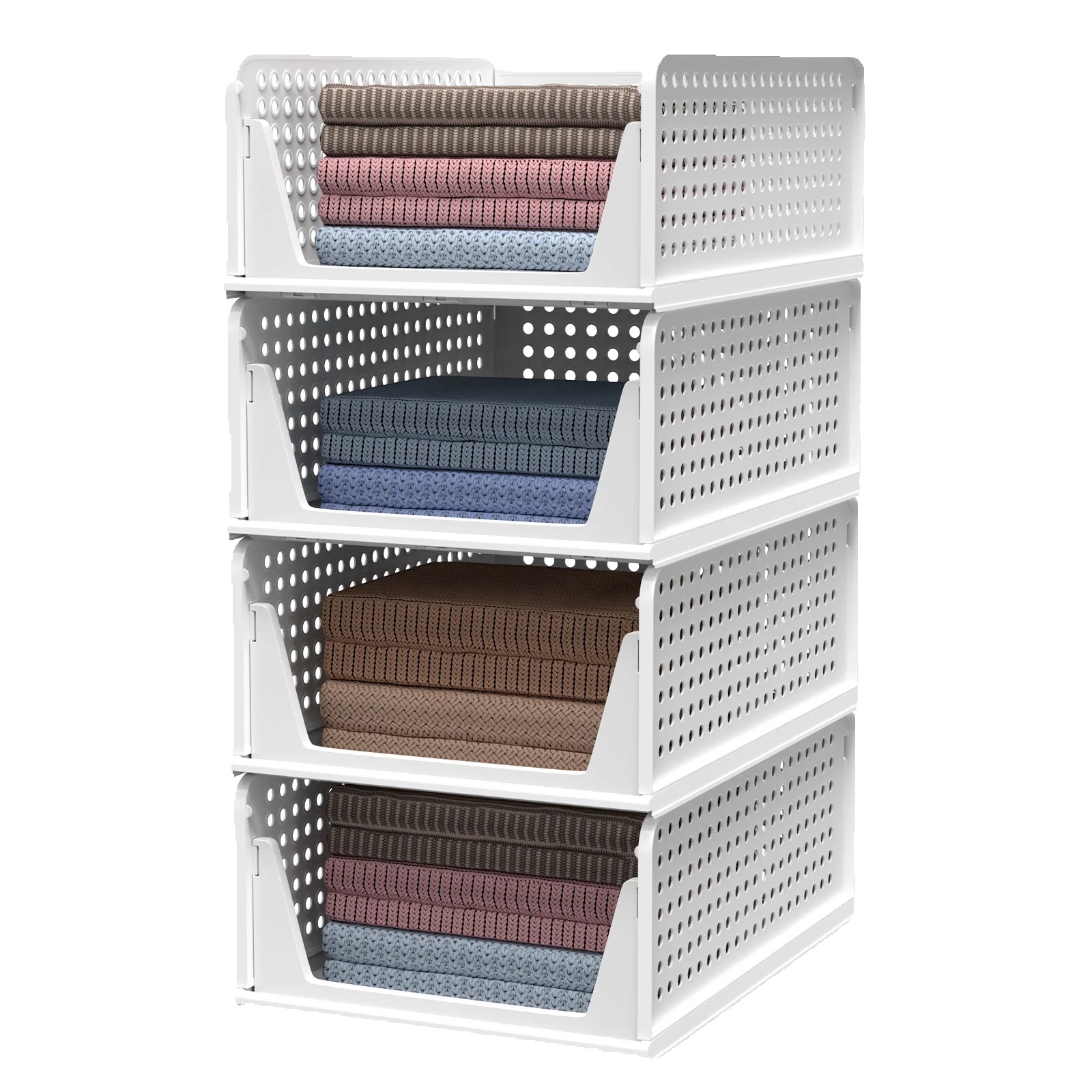 Aufbewahrungsorganisator, Stapelbares Design, Langlebiger Kunststoff, 4 Set Faltbarer Kleiderschrank
