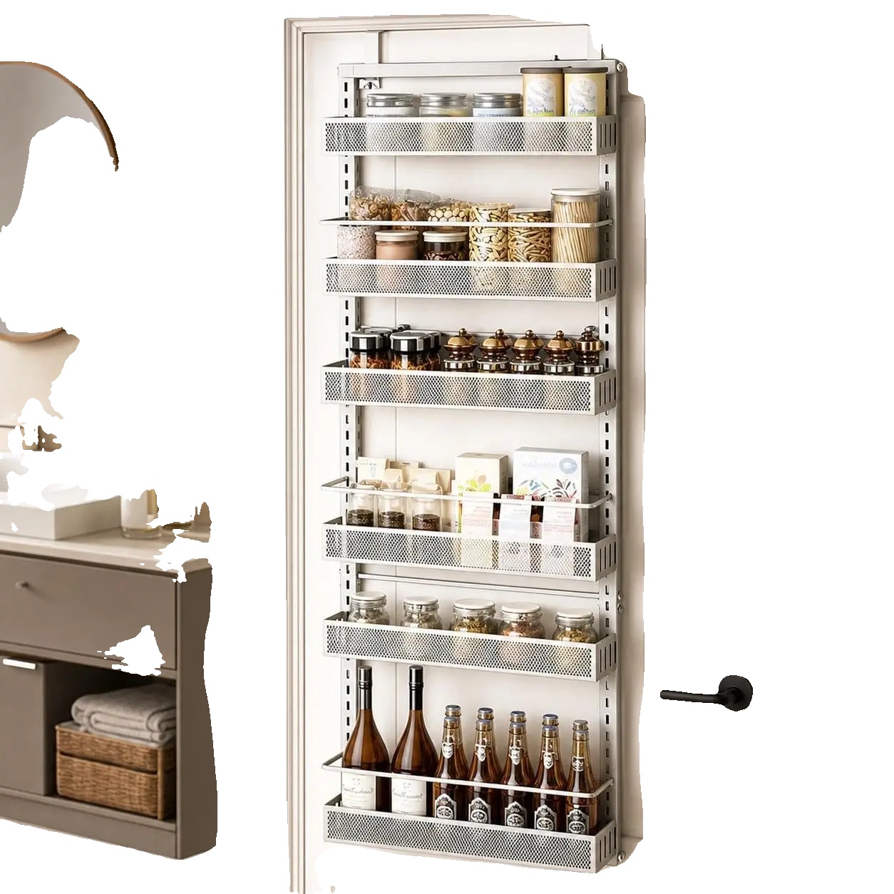 Türorganizer, 6-tier, Verstellbare Regale, Stahlmaterial, Einfache Installation, Vielseitige Verwendung