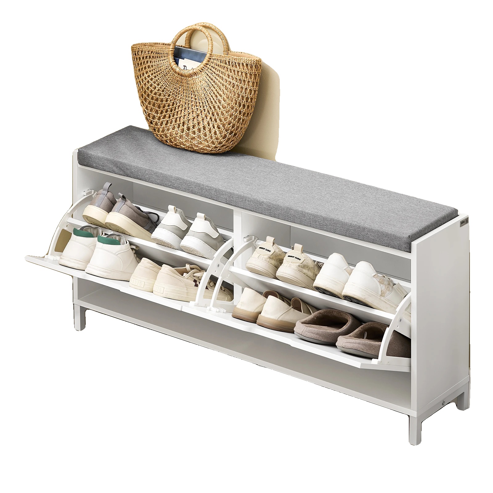 Schuhregal, Langlebiges Mdf & Eisen, Platzsparendes Design, Weiss