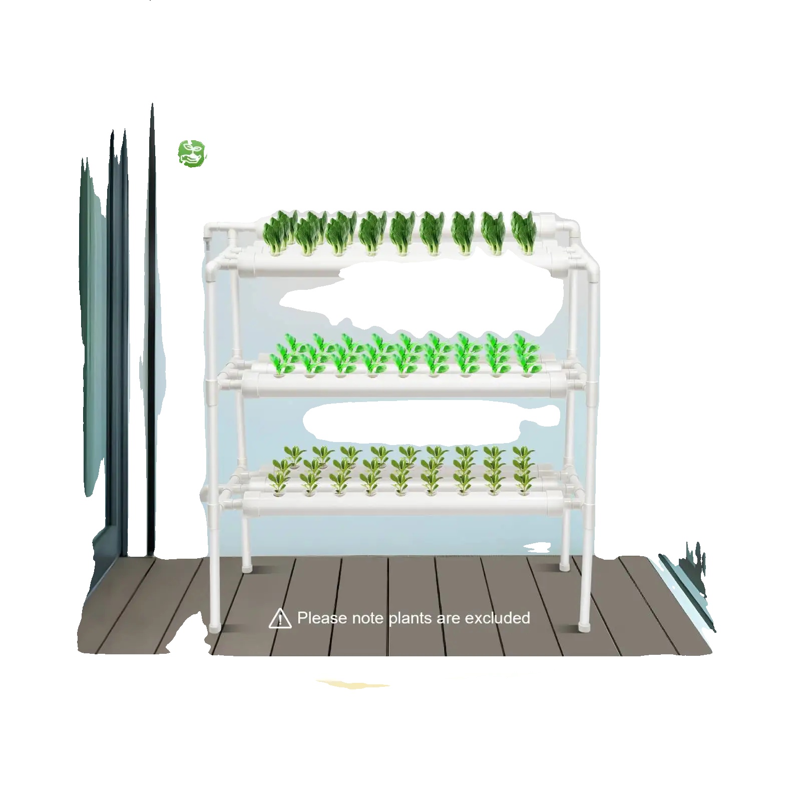 Hydroponik Halterung, 3-tier-system, 90 Pflanzenstandorte, Weiss