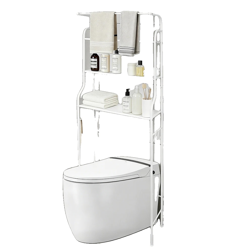 Toilettenregal, Metallkonstruktion, 3-stufiges Design, Weiss