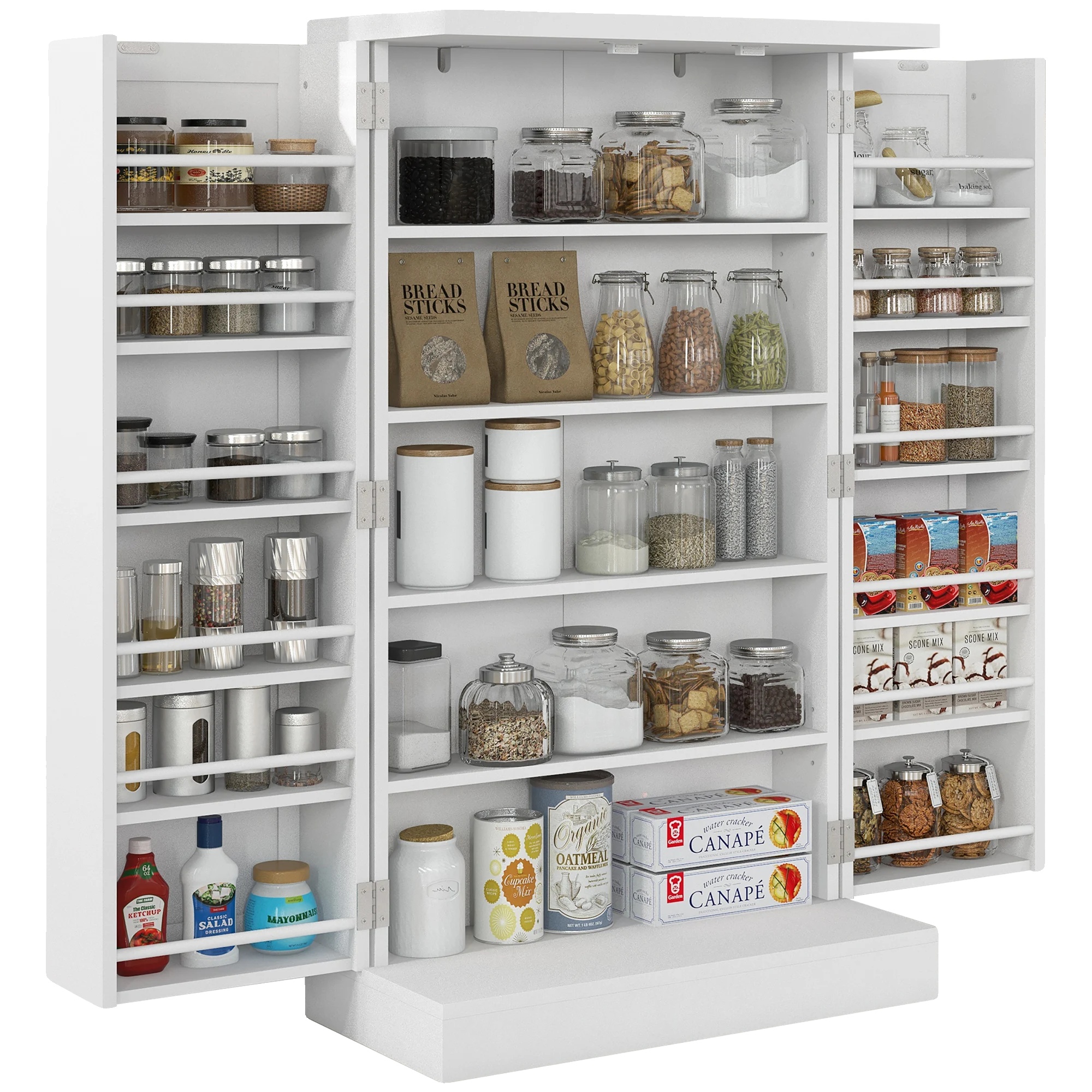 Küchenschrank, Verstellbare Regale, Modernes Design, Weiss
