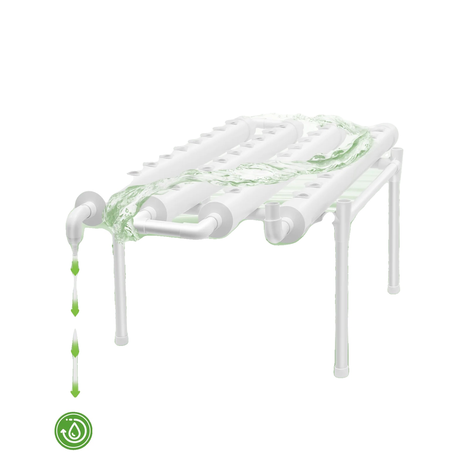Hydroponisches Anbausystem, 1 Schicht, 36 Pflanzenstandorte, Rohrdurchmesser 6,3 Cm, Lochdurchmesser 3,2 Cm, Abmessungen 100 × 50 × 30 Cm