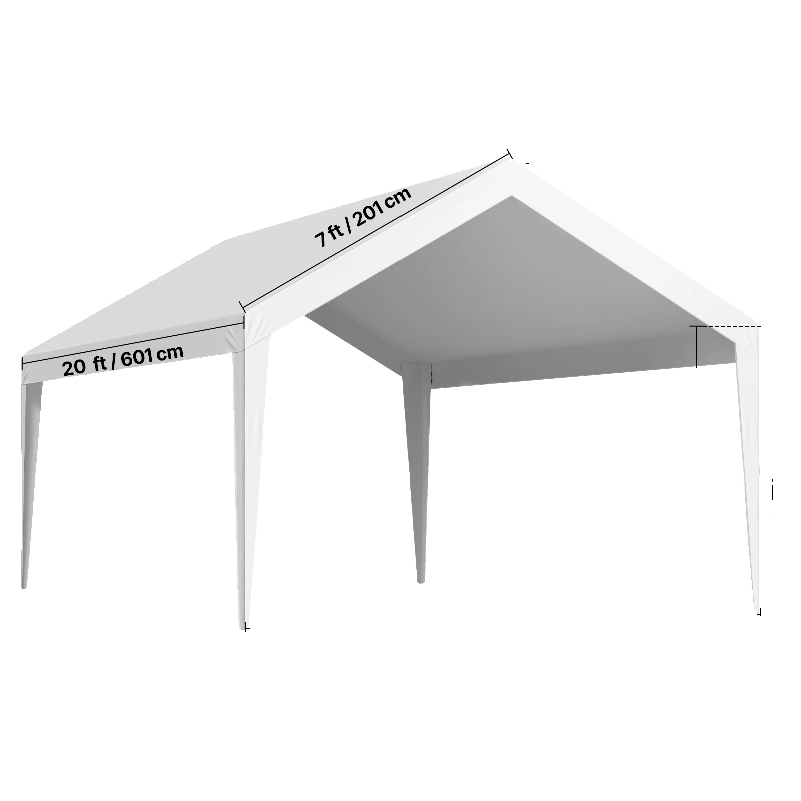 Carport-überdachung, Uv-beständig, Langlebiger Wetterschutz, 12x20ft Weiß