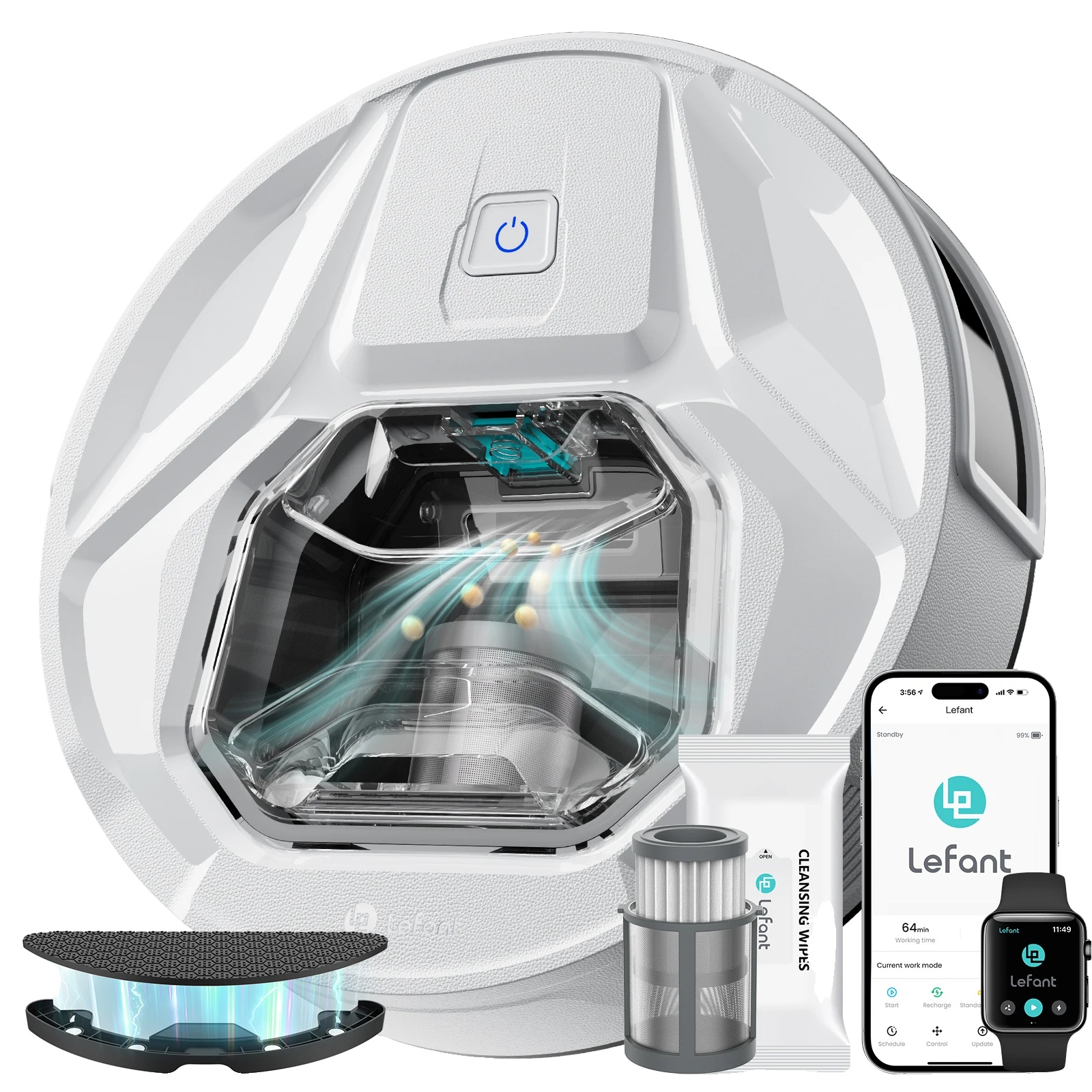 Robotersauger, 6000pa Saugkraft, Intelligente Navigation, M320-weiss