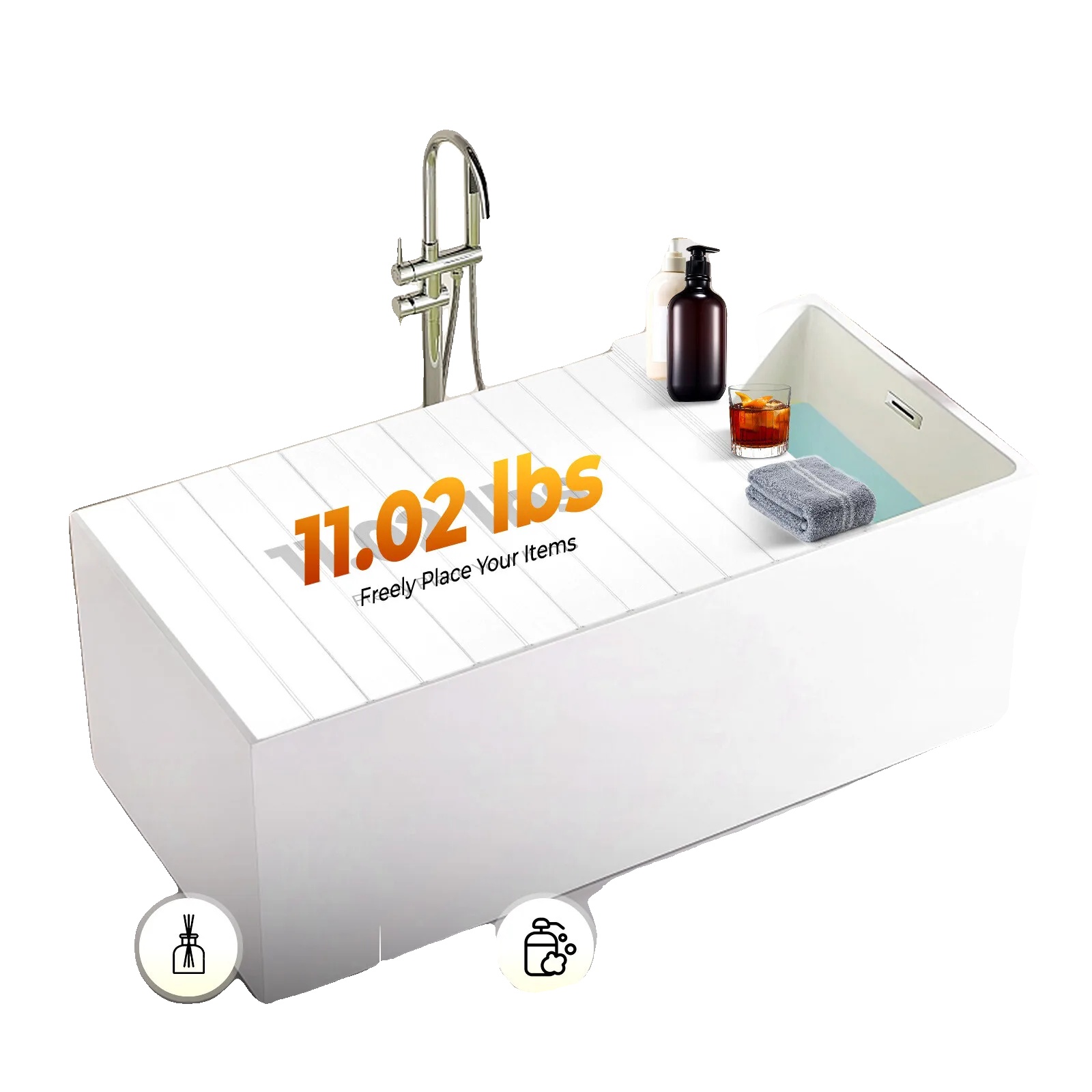 Klappbare Badewannenabdeckung, Pvc-material, 170x75 Cm Abmessungen, Unterstützt 5 Kg Last, Temperaturbeständig Bis 80 ℃, Nettogewicht 4,2 Kg