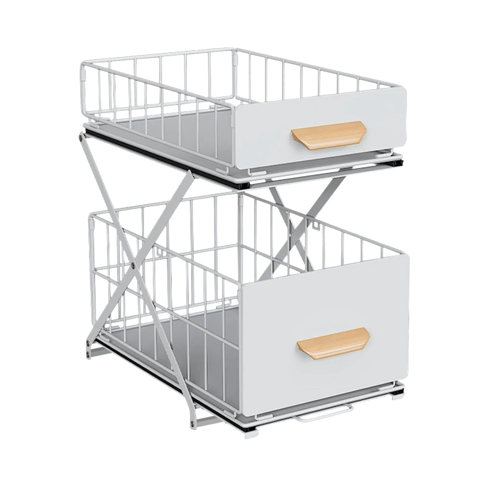 Spüle Organizer, Ausziehbares Design, Höhenverstellbar, Weiss