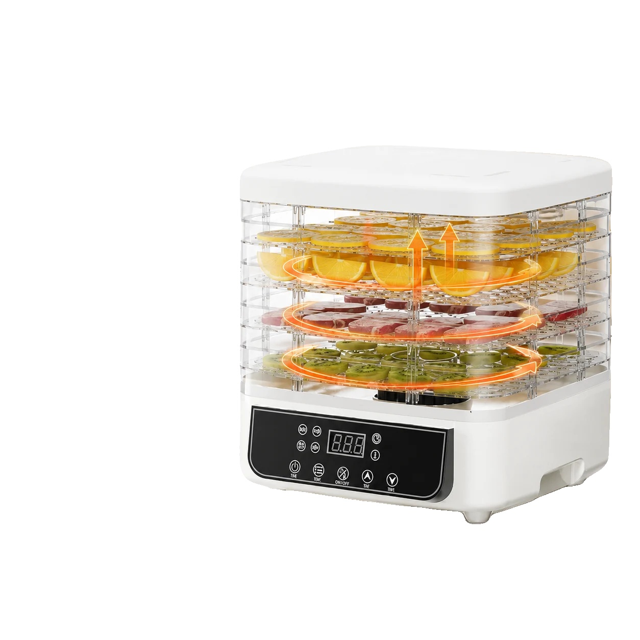 Lebensmittel-dehydrator, 5 Verstellbare Tabletts, Temperaturbereich 35-70 °c, 1-72 Stunden Timer, Bpa-freies Material, Automatische Bedienung