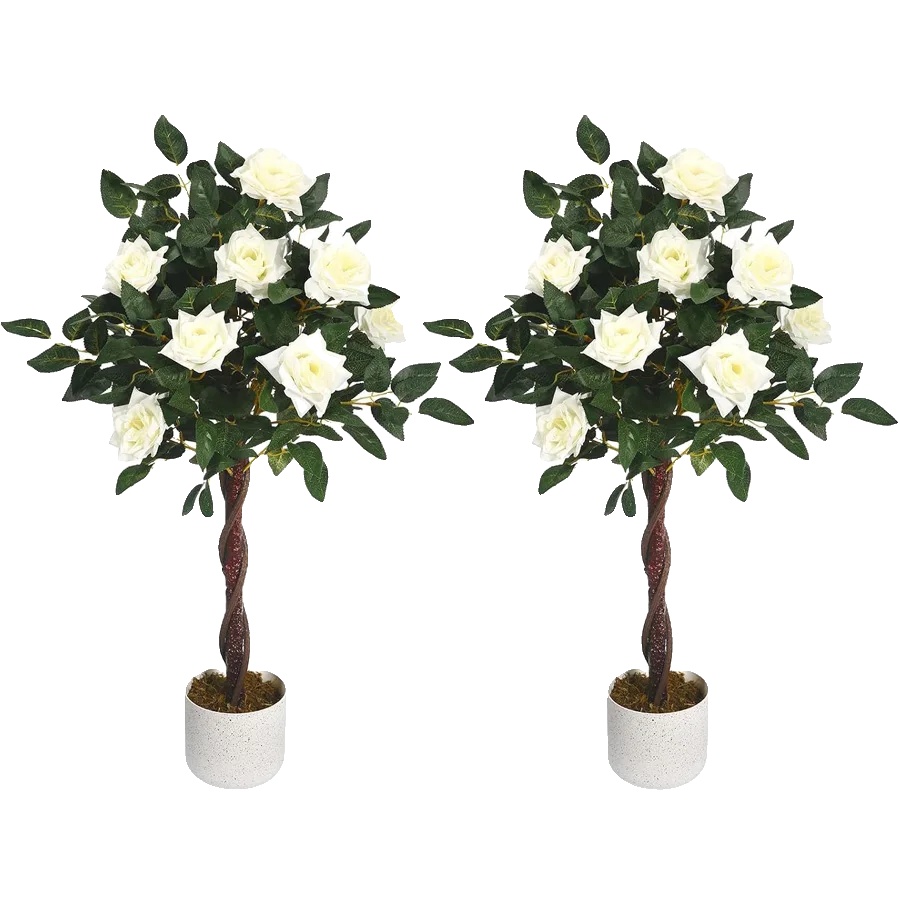 Künstlicher Rosenbaum, Realistisches Design, Pflegeleicht, 90cm