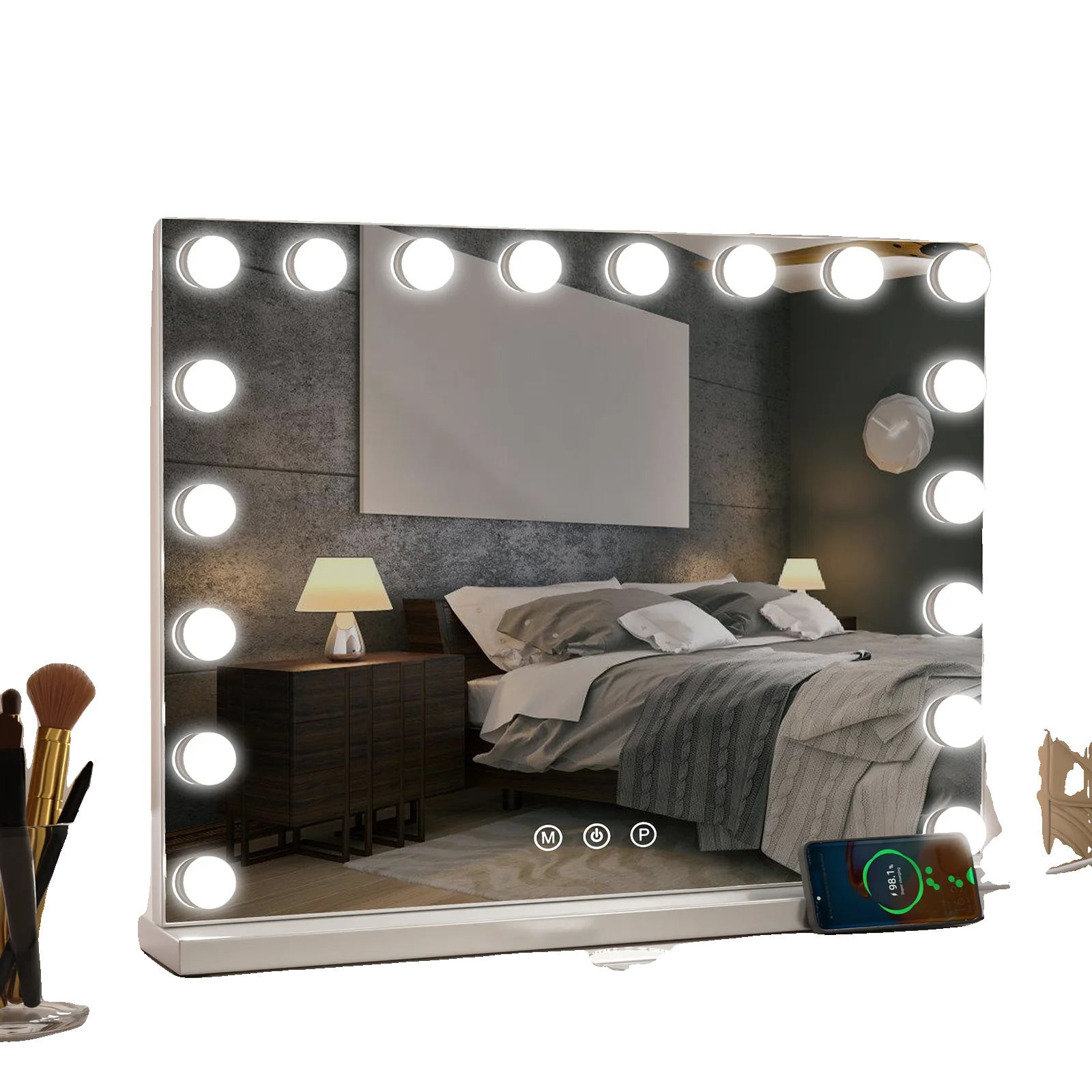 Make-up Spiegel, Led-beleuchtet, Touch-sensor-funktion, Weiss