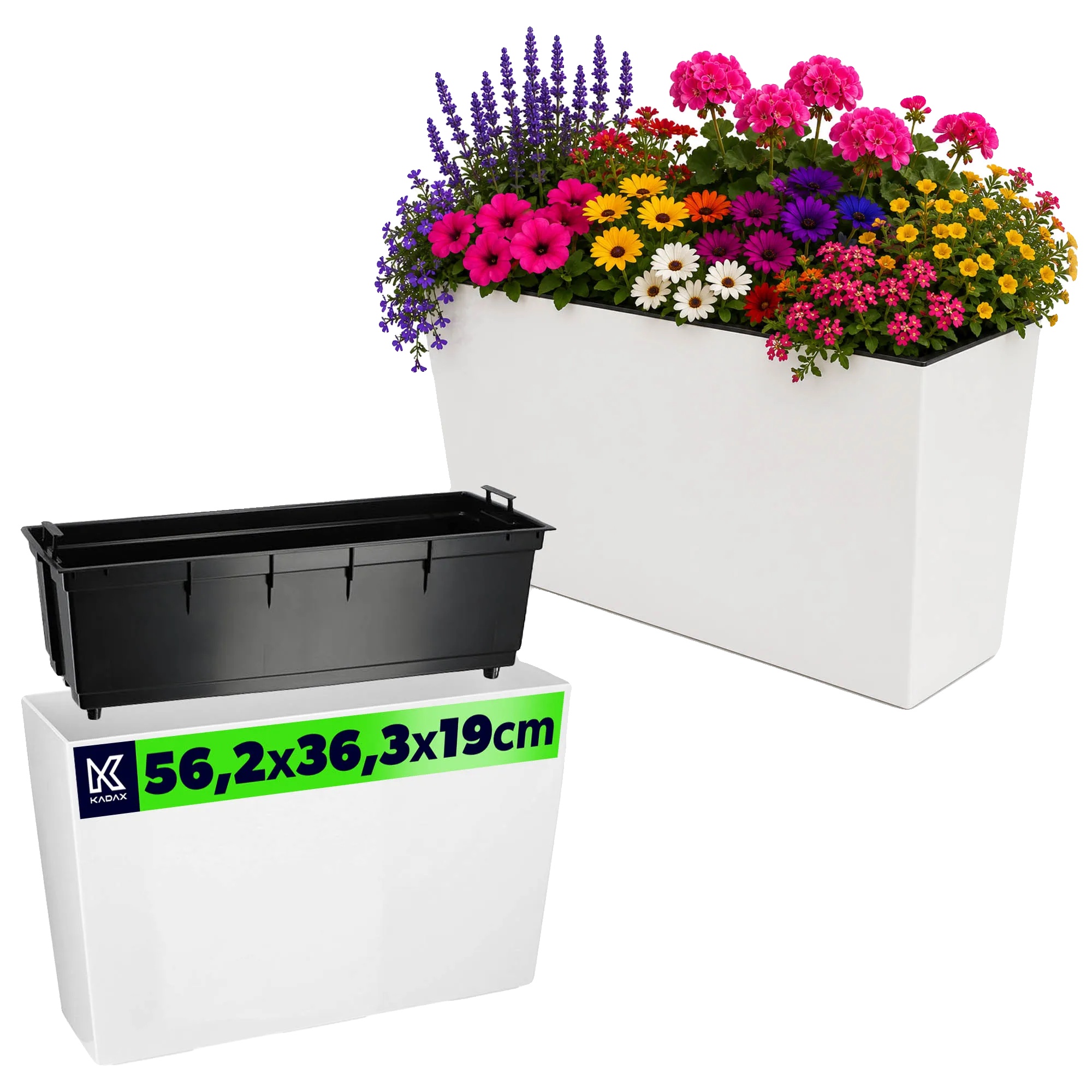 Blumentopf, Integriertes Bewässerungssystem, Modernes Design, Weiss