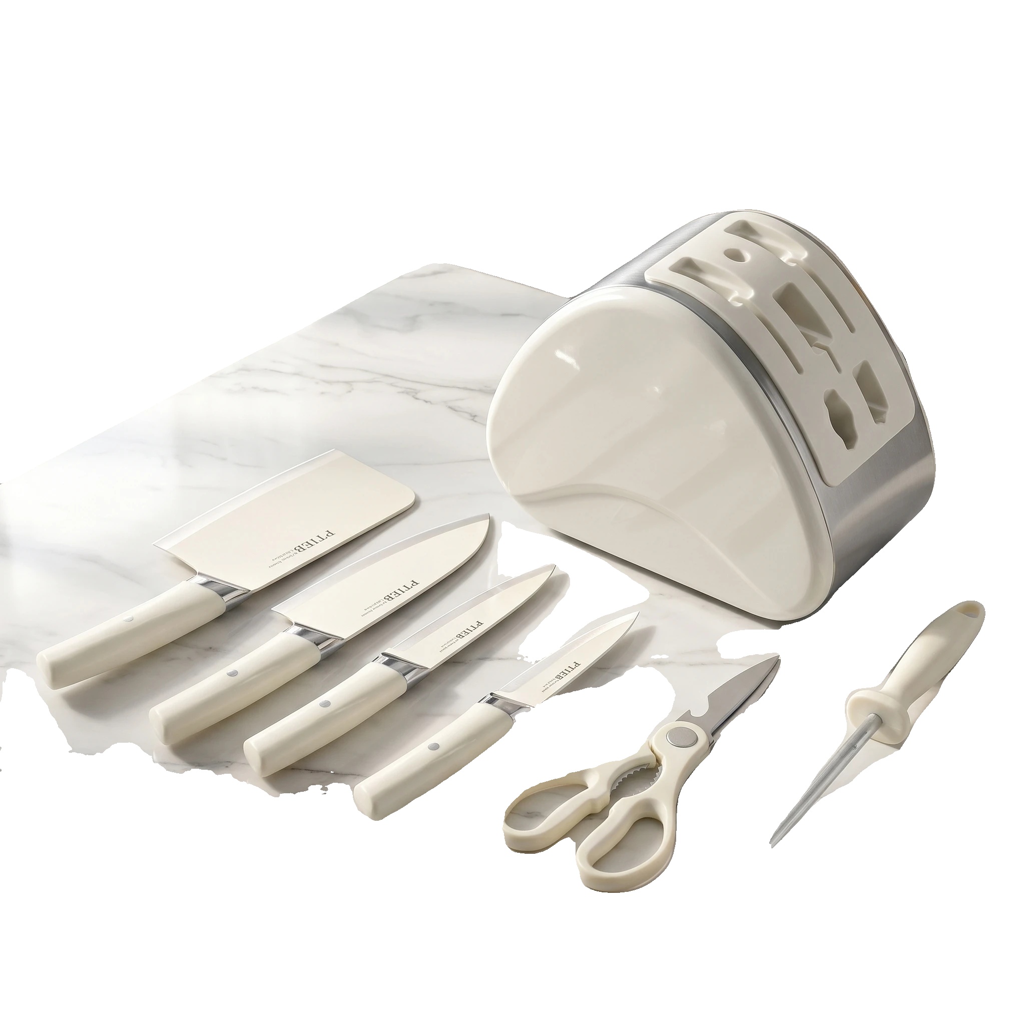 Messer Set, Premium Edelstahl, Ergonomisches Design, Weiss