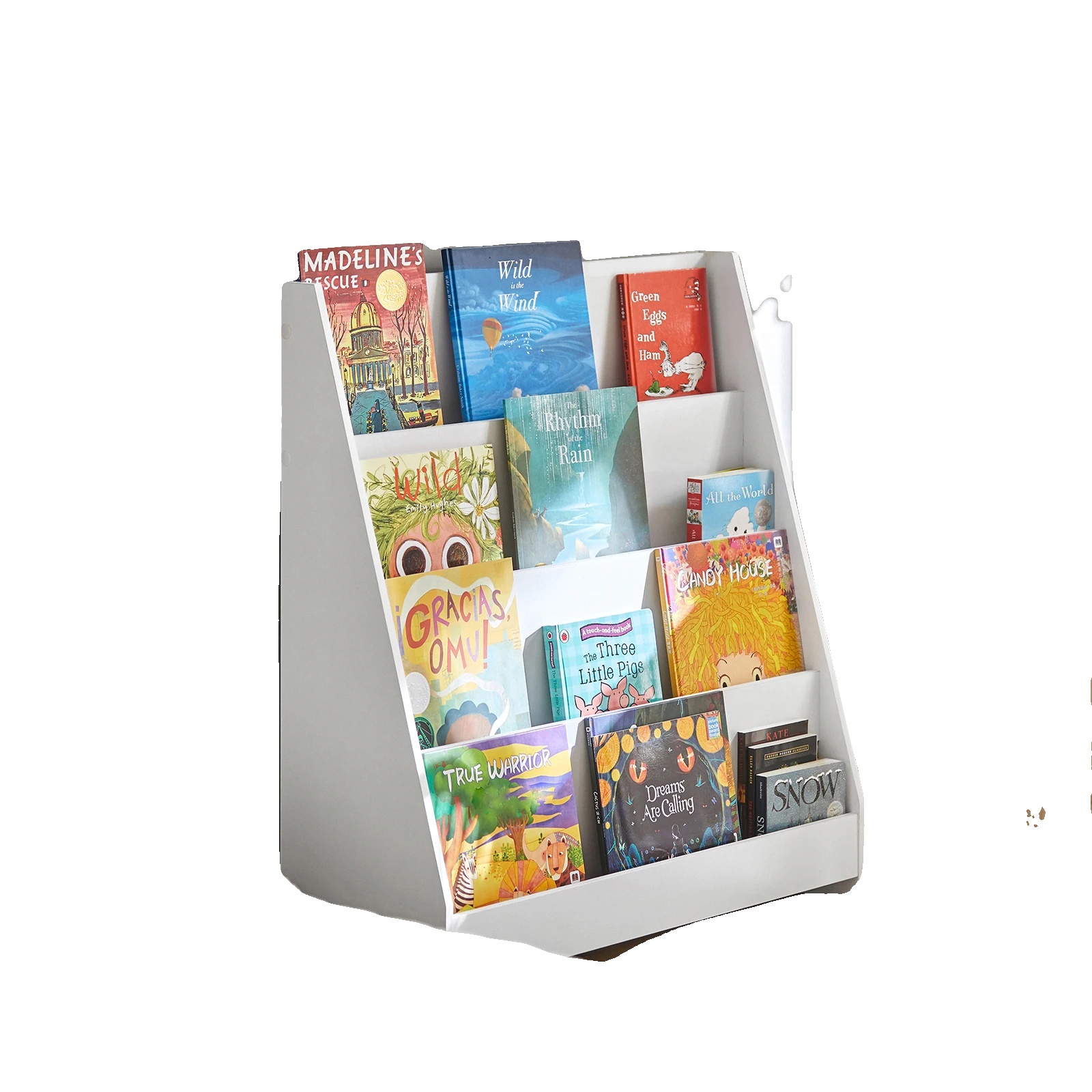 Bücherregal, 4 Stauraumfächer, Sicheres Design, Weiß
