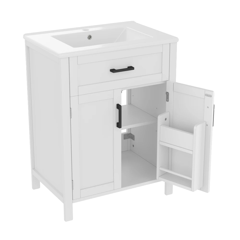 Badezimmerschrank, Integrierter Waschbecken, Modernes Design, Weiß