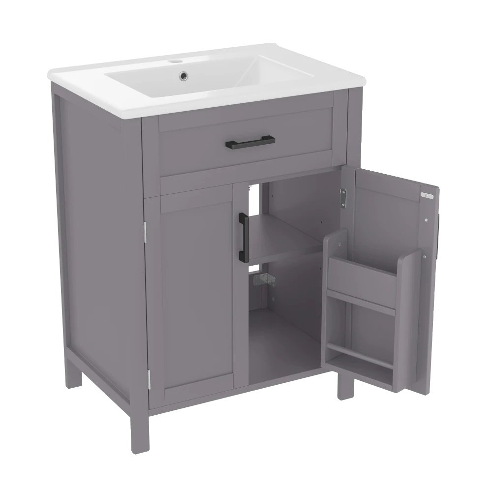 Badezimmerschrank, Integrierter Waschbecken, Modernes Design, Grau