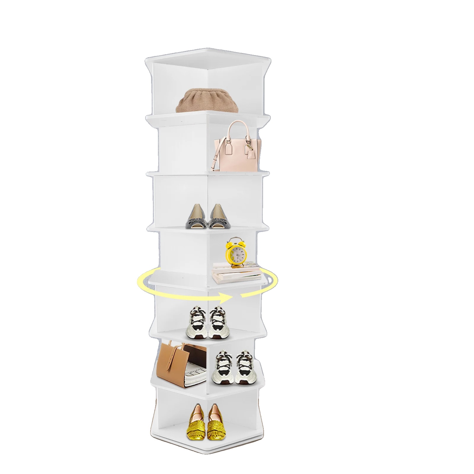 Schuhregal, 360° Drehbar, Pvc-material, 50 Kg Tragfähigkeit, 7 Ebenen, Jede Mit 3 Fächern