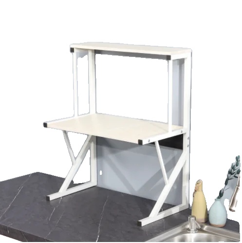 Mikrowellenlagerständer, Mehrstufiges Design, Robuste Holzbauweise, Weiss, Xl-a, 2-stufig-a