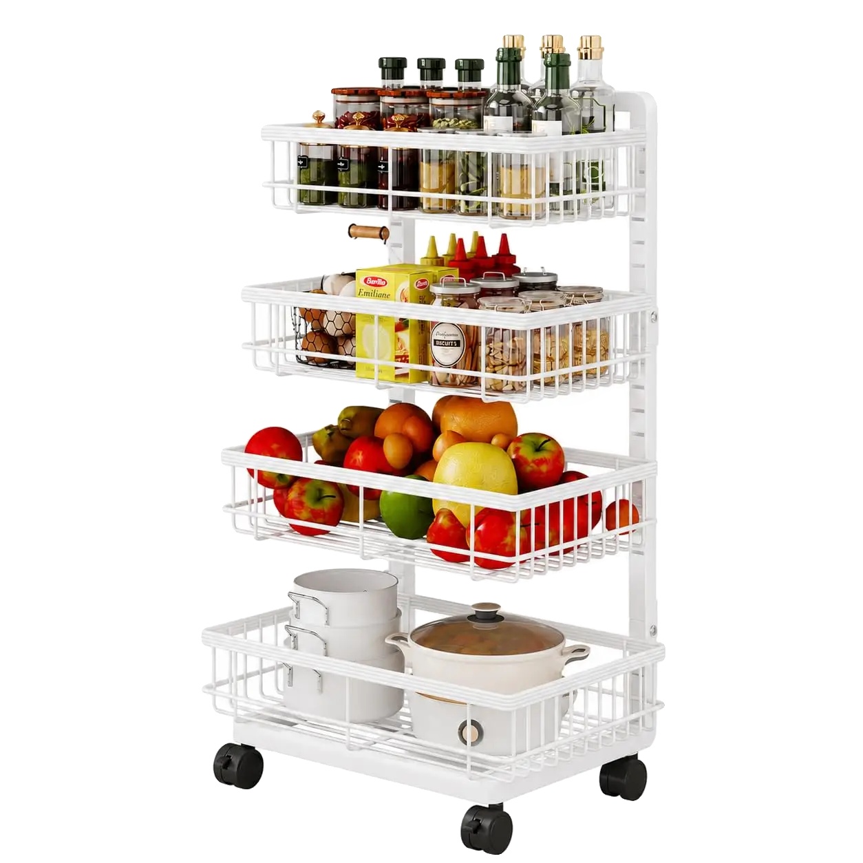 Aufbewahrungswagen, Schlankes Design, Langlebige Stahlkonstruktion, Weiss
